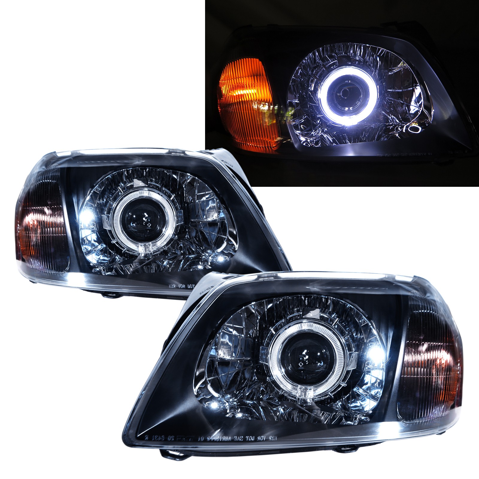 CrazyTheGod Tribute First generation 2001-2006 SUV 5D Guide LED Angel-Eye Projector Headlight Headlamp Black for MAZDA RHD