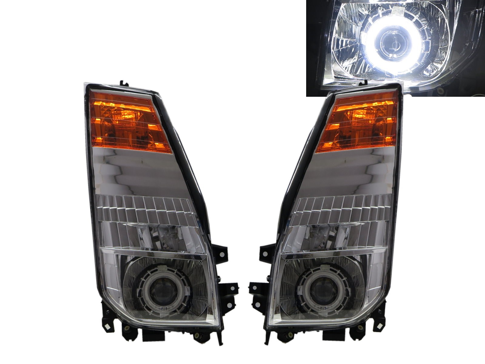 CrazyTheGod Atlas F24/H43 Third generation 2006-2008 Truck 2D/4D Guide LED Angel-Eye Projector Headlight Headlamp Chrome for NISSAN RHD