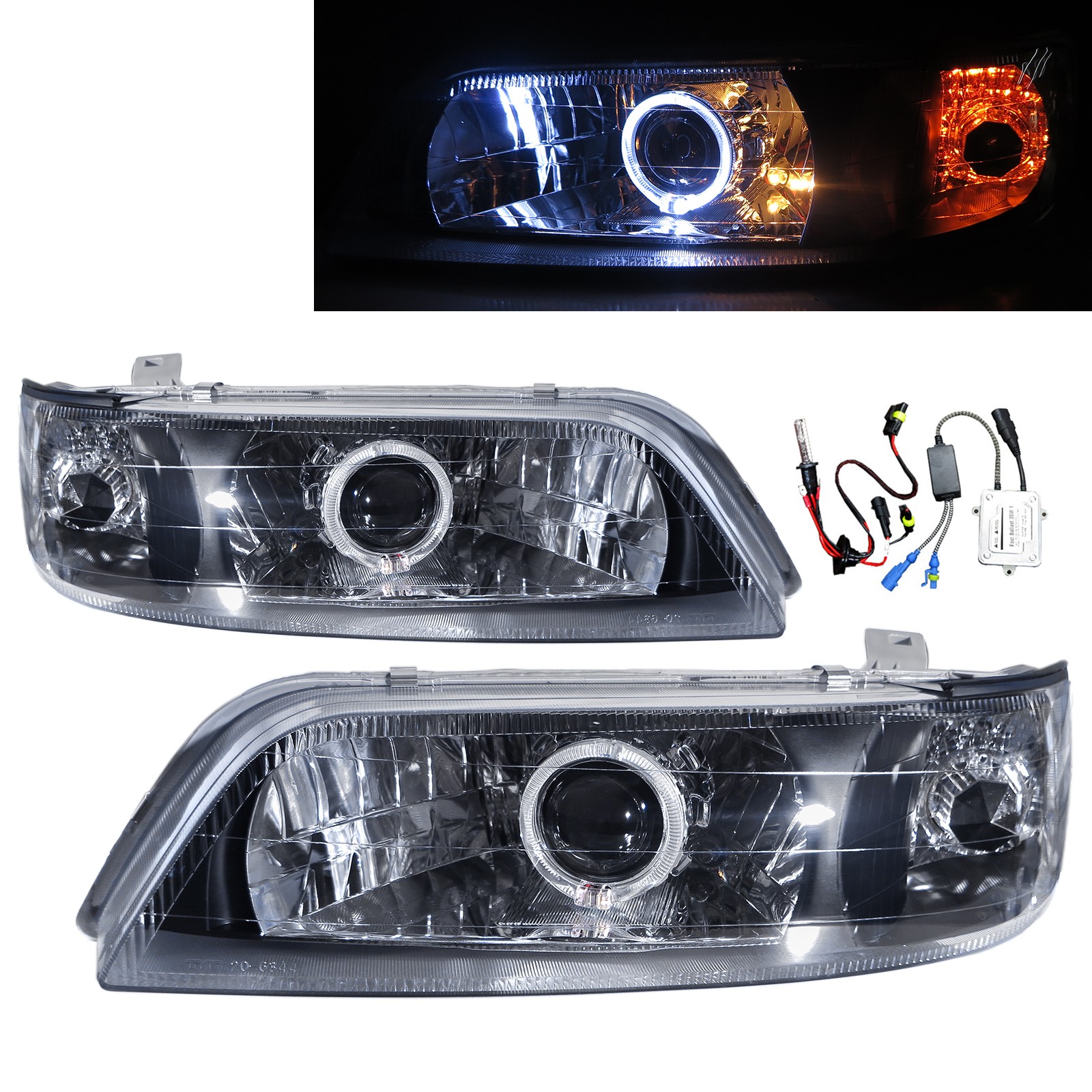 CrazyTheGod CEFIRO A32 1995-1998 Sedan 4D Guide LED Angle-Eye Projector HID V2 Headlight Headlamp Black EUROPE H4 for NISSAN LHD