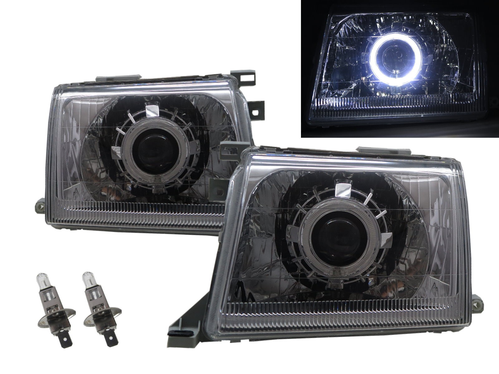 CrazyTheGod NAVARA D22 First generation 2000-2001 Facelift Truck 2D/4D Guide LED Angel-Eye Projector Headlight Headlamp Chrome for NISSAN RHD