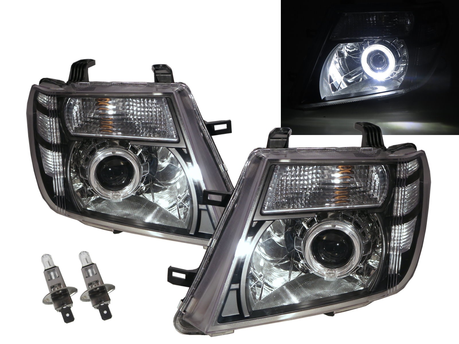 CrazyTheGod PATHFINDER R51 Third generation 2009-2015 Facelift SUV 5D Guide LED Angel-Eye Projector Headlight Headlamp Black US for NISSAN LHD