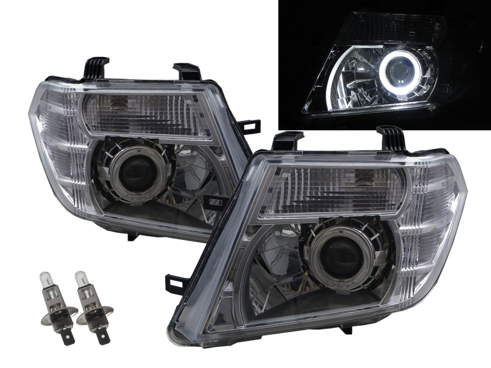 CrazyTheGod PATHFINDER R51 Third generation 2009-2015 Facelift SUV 5D Guide LED Angel-Eye Projector Headlight Headlamp Chrome US for NISSAN LHD