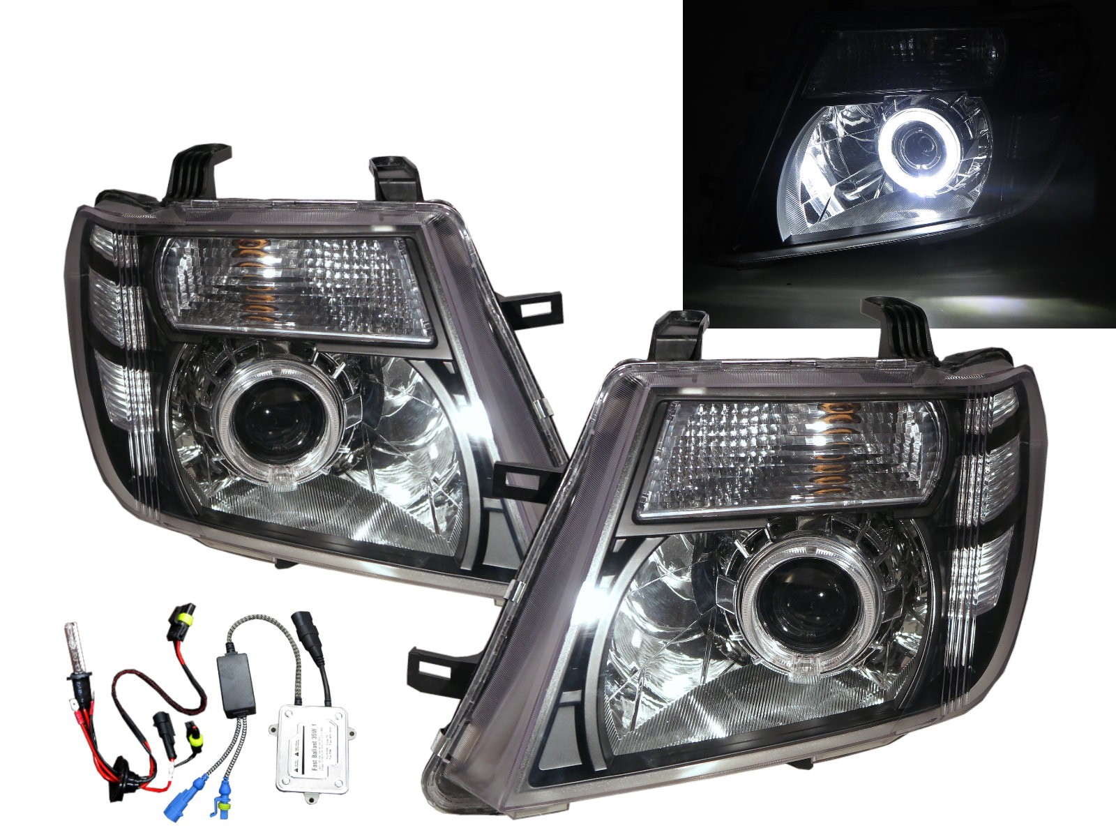 CrazyTheGod PATHFINDER R51 Third generation 2009-2015 Facelift SUV 5D Guide LED Angel-Eye Projector HID Headlight Headlamp Black for NISSAN LHD