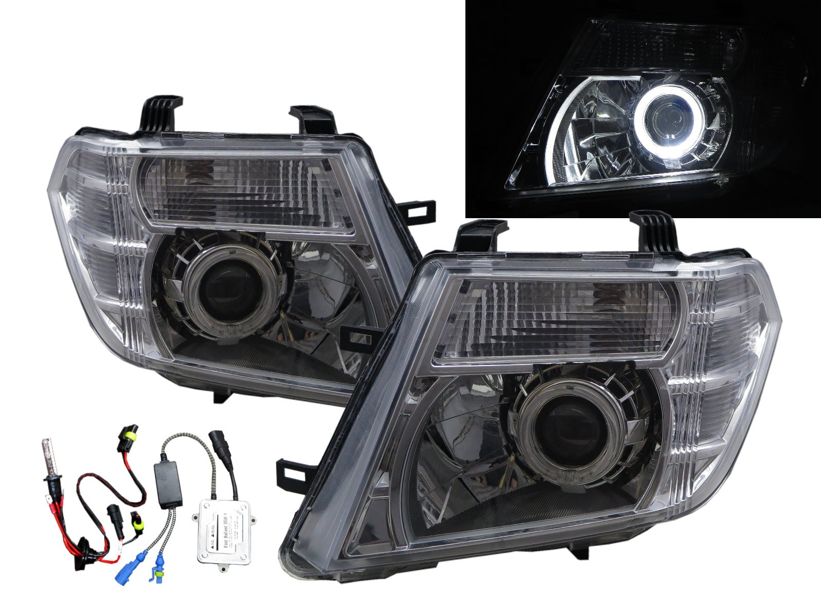 CrazyTheGod PATHFINDER R51 Third generation 2009-2015 Facelift SUV 5D Guide LED Angel-Eye Projector HID Headlight Headlamp Chrome for NISSAN LHD