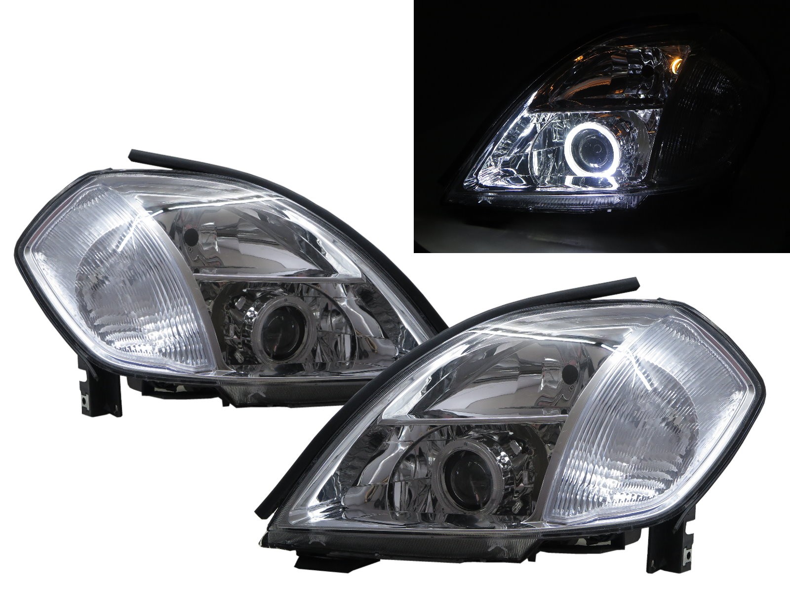 CrazyTheGod Teana J31 First generation 2003-2008 Sedan 4D Guide LED Angel-Eye Projector HID Headlight Headlamp Chrome for NISSAN LHD
