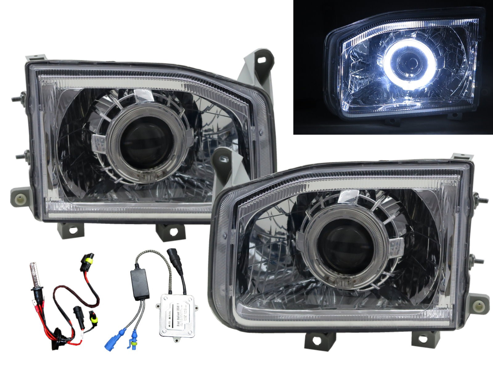 CrazyTheGod TERRANO R50 Second generation 1999-2004 SUV 5D Guide LED Angel-Eye Projector HID Headlight Headlamp Chrome for NISSAN RHD