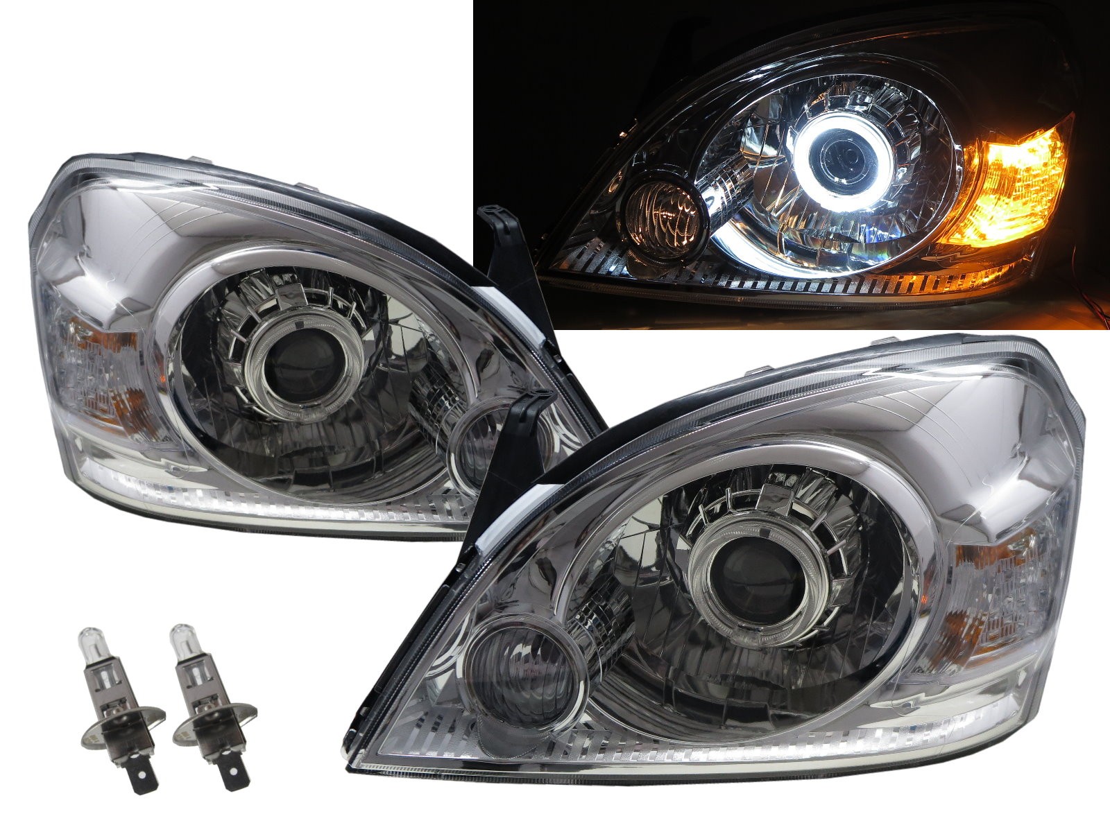 CrazyTheGod X-Trail T30 First generation 2006-2008 SUV 5D Guide LED Angel-Eye Projector Headlight Headlamp Chrome Taiwan for NISSAN RHD
