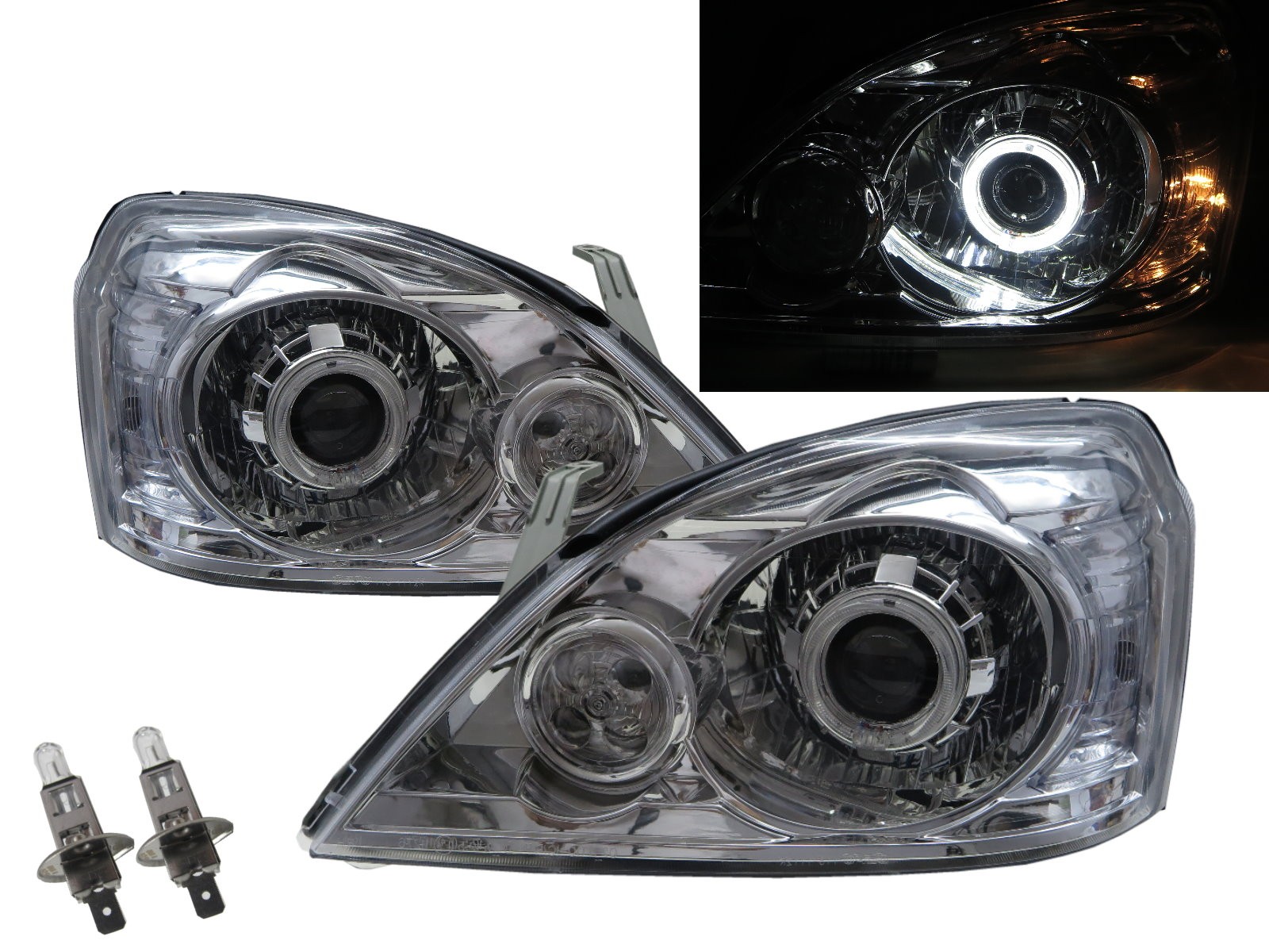CrazyTheGod X-Trail T30 First generation 2003-2006 SUV 5D Guide LED Angel-Eye Projector Headlight Headlamp Chrome Taiwan for NISSAN LHD