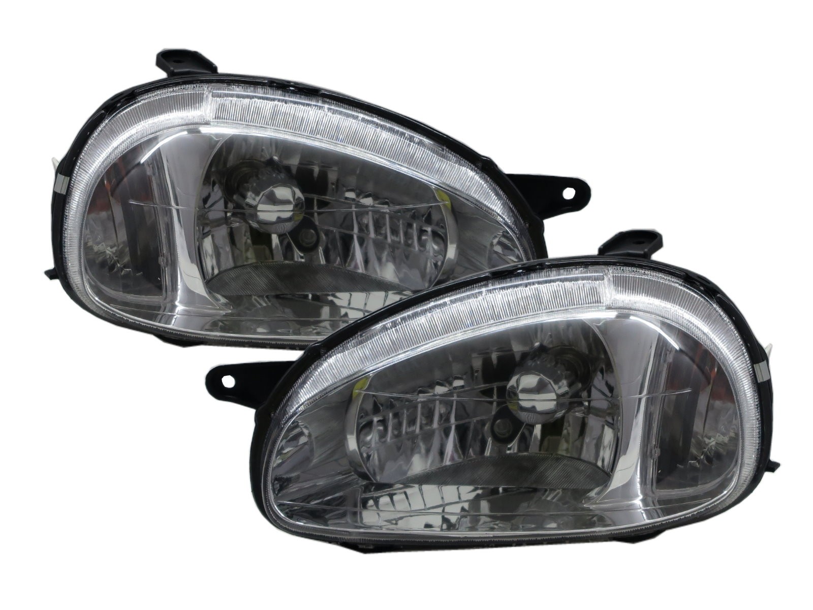 CrazyTheGod Corsa B 1993-2000 Hatchback 3D/5D Clear Headlight Headlamp Chrome for OPEL LHD