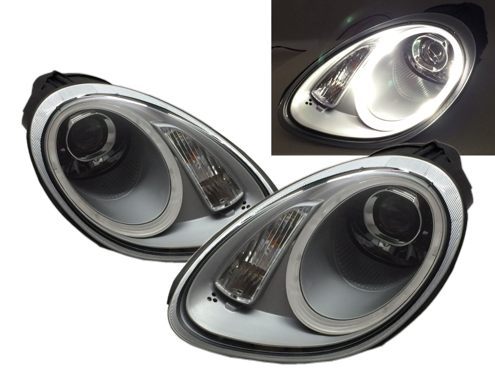 CrazyTheGod BOXSTER 987 Second generation 2005-2008 PRE-FACELIFT Roadster 2D Projector D2S W/S BALLAST Headlight Headlamp Chrome for PORSCHE LHD