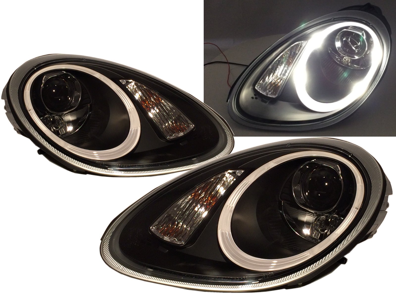 CrazyTheGod BOXSTER 987 Second generation 2005-2008 PRE-FACELIFT Roadster 2D Projector Headlight Headlamp Black for PORSCHE LHD