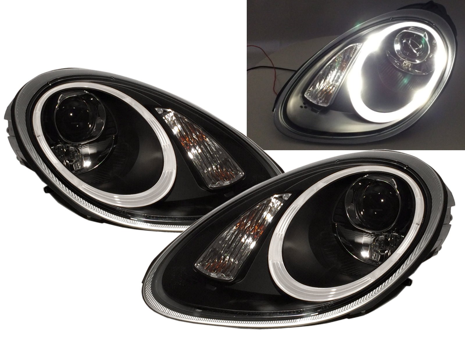 CrazyTheGod Cayman 987 Second generation 2005-2008 PRE-FACELIFT Coupe 2D Projector D2S W/S BALLAST Headlight Headlamp Black for PORSCHE LHD