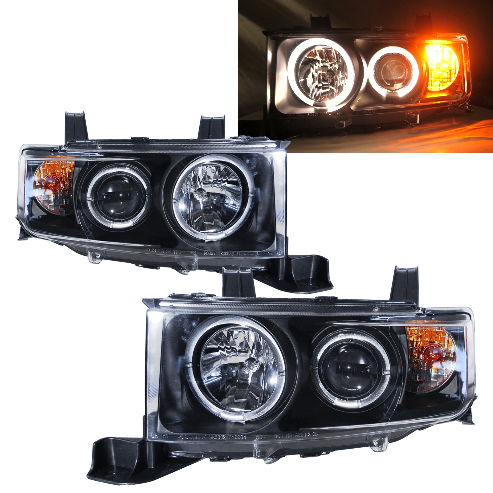 CrazyTheGod xB XP30 First generation 2003-2006 Hatchback 5D Halo Projector Headlight Headlamp Black US for SCION RHD