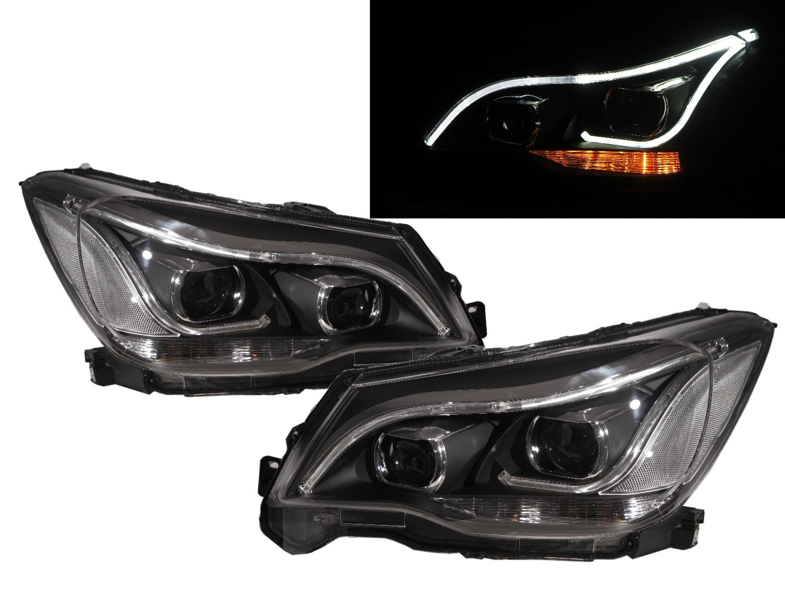 CrazyTheGod Forester SJ Fourth generation 2014-2016 SUV 5D LED Bar Projector Headlight Headlamp W/ Motor Black for SUBARU LHD