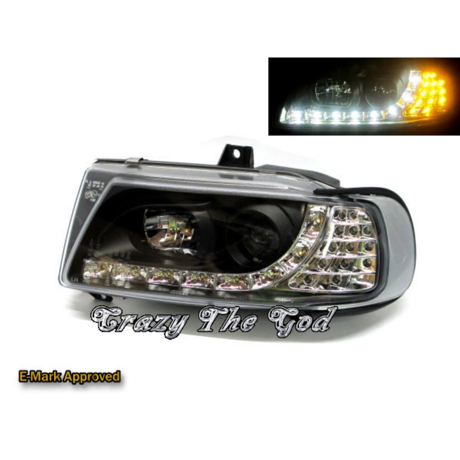 CrazyTheGod IBIZA 6K Second generation 1996-1999 Hatchback 3D/5D Projector R8Look Headlight Headlamp Black for SEAT RHD