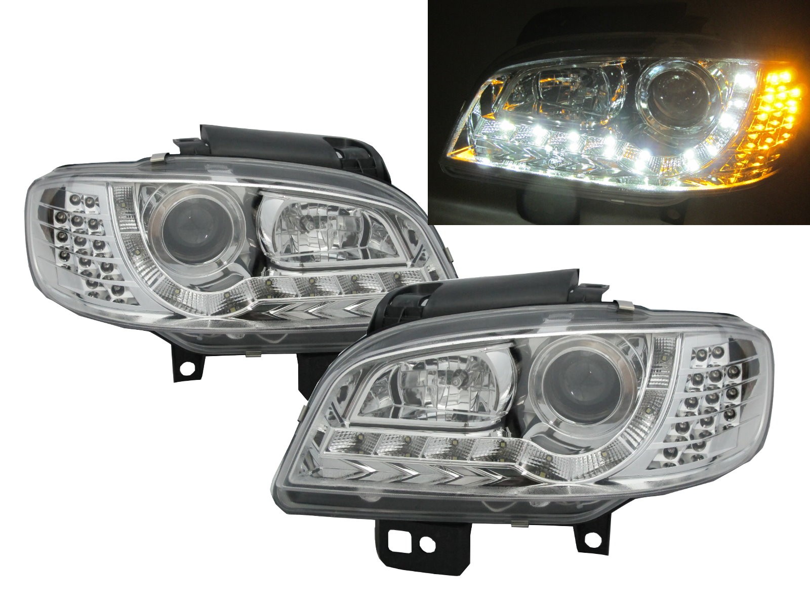CrazyTheGod IBIZA 6K2 Second generation 1999-2002 FACELIFT Hatchback 3D/5D Projector LED R8Look Headlight Headlamp Chrome for SEAT LHD
