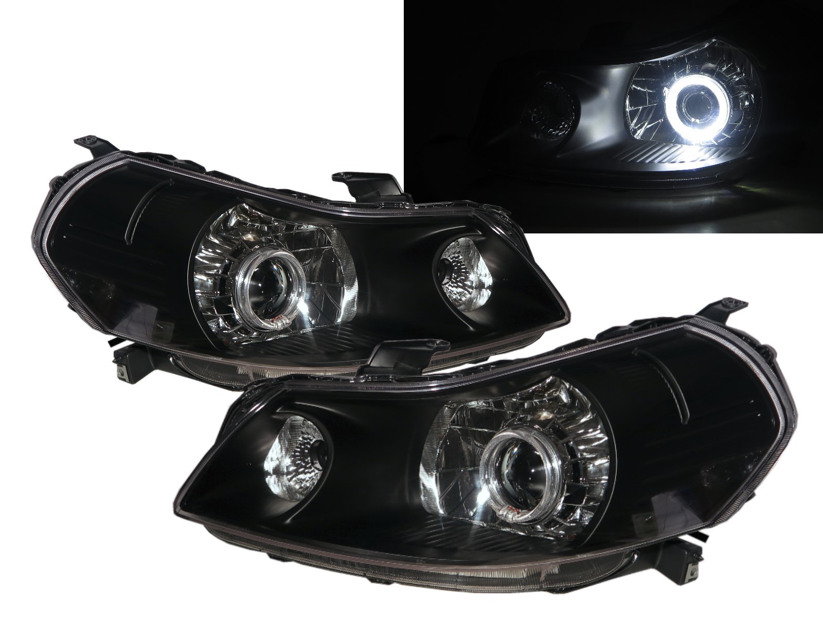 CrazyTheGod SX4 First generation 2007-2013 Sedan/Hatchback 4D/5D Guide LED Angel-Eye Projector Headlight Headlamp Black US for SUZUKI RHD