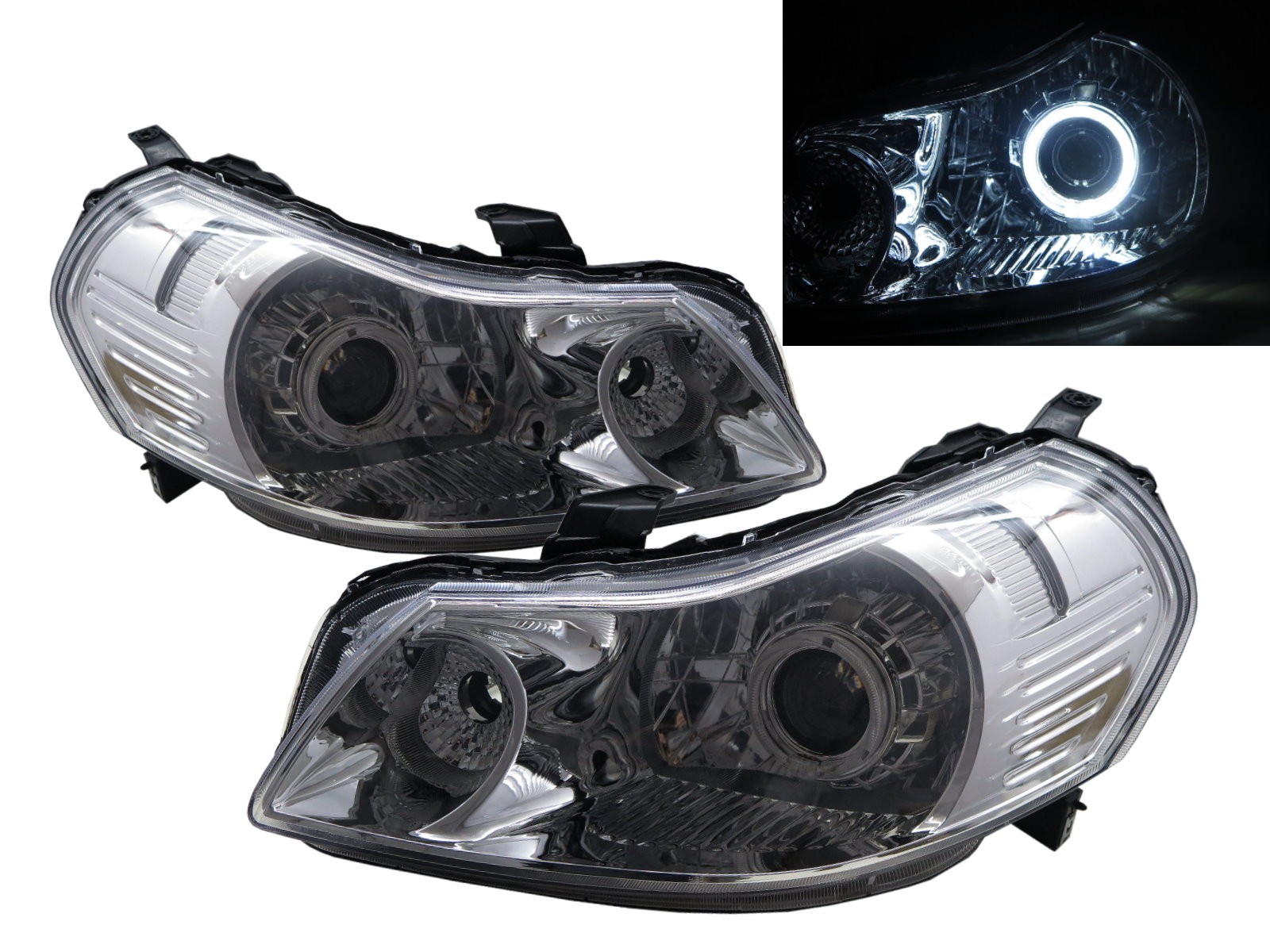 CrazyTheGod SX4 First generation 2007-2013 Sedan/Hatchback 4D/5D Guide LED Angel-Eye Projector Headlight Headlamp Chrome EU for SUZUKI RHD