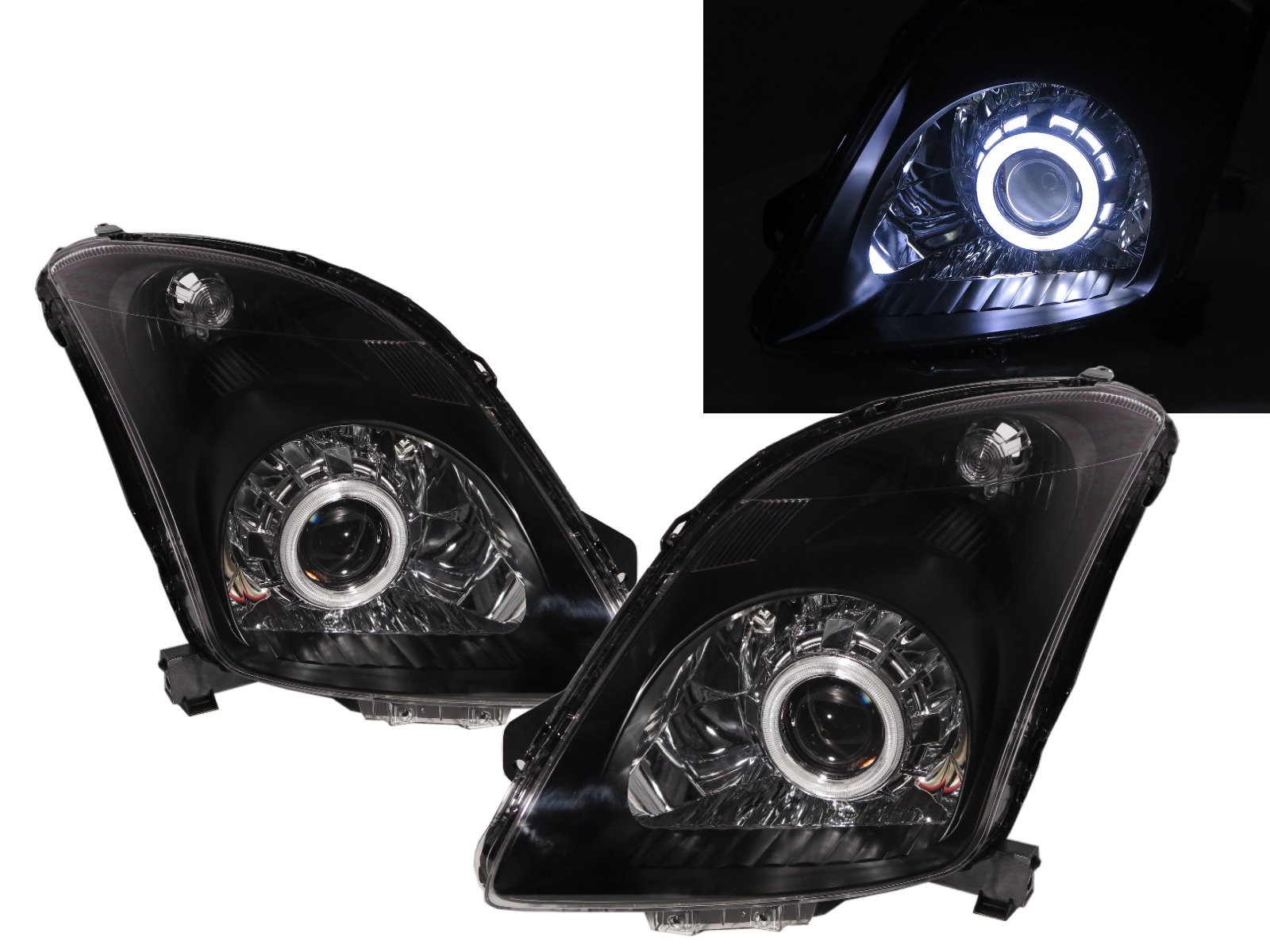 CrazyTheGod Swift ZA11S/ZC71S/ZC11S/ZD11S/ZC21S/ZD21S/ZC31S Second generation 2004-2010 Hatchback 3D/5D CCFL Projector Headlight Headlamp Black for SUZUKI RHD