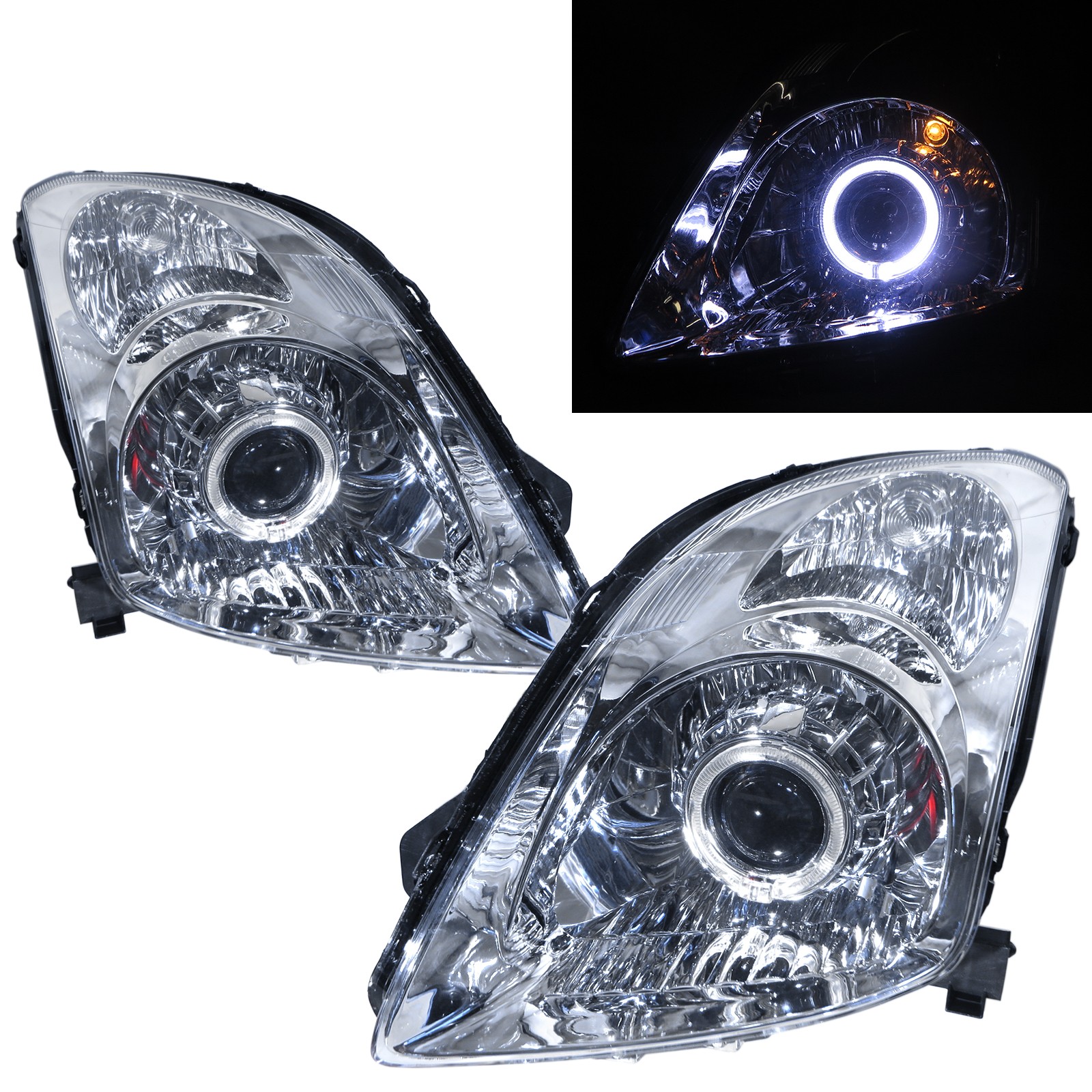 CrazyTheGod Swift ZA11S/ZC71S/ZC11S/ZD11S/ZC21S/ZD21S/ZC31S Second generation 2004-2010 Hatchback 3D/5D Guide LED Angle-Eye Projector Headlight Headlamp Chrome for SUZUKI RHD
