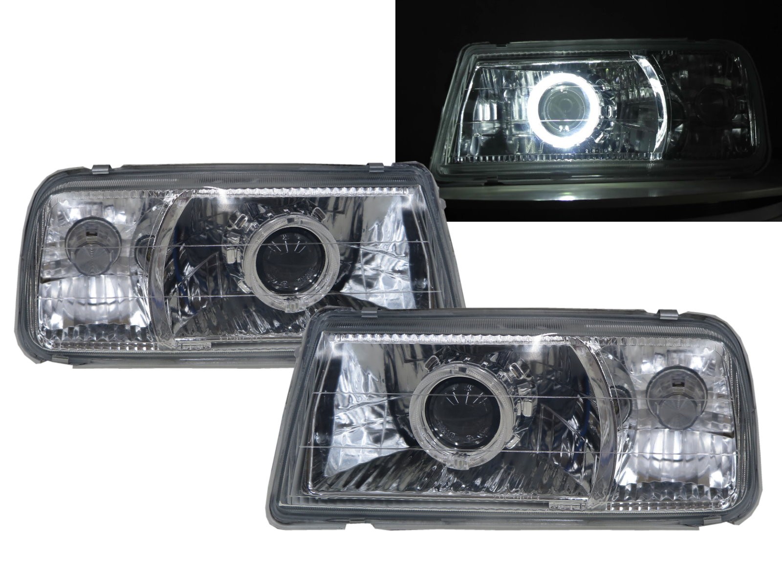 CrazyTheGod VITARA ET/TA First generation 88-98 Convertible/SUV 2D/3D/5D Guide LED Halo Headlight Headlamp Chrome V1 for SUZUKI RHD