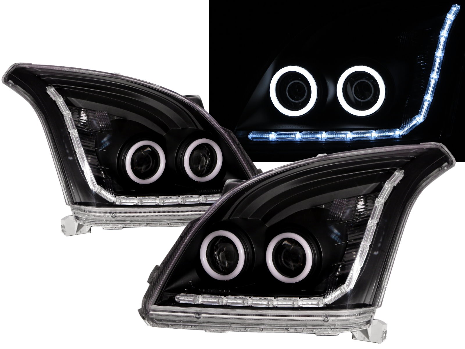 CrazyTheGod LAND CRUISER PRADO 120 Third generation 2002-2009 Hatchback 5D Cotton LED Angel-Eye Headlight Headlamp Black for TOYOTA RHD