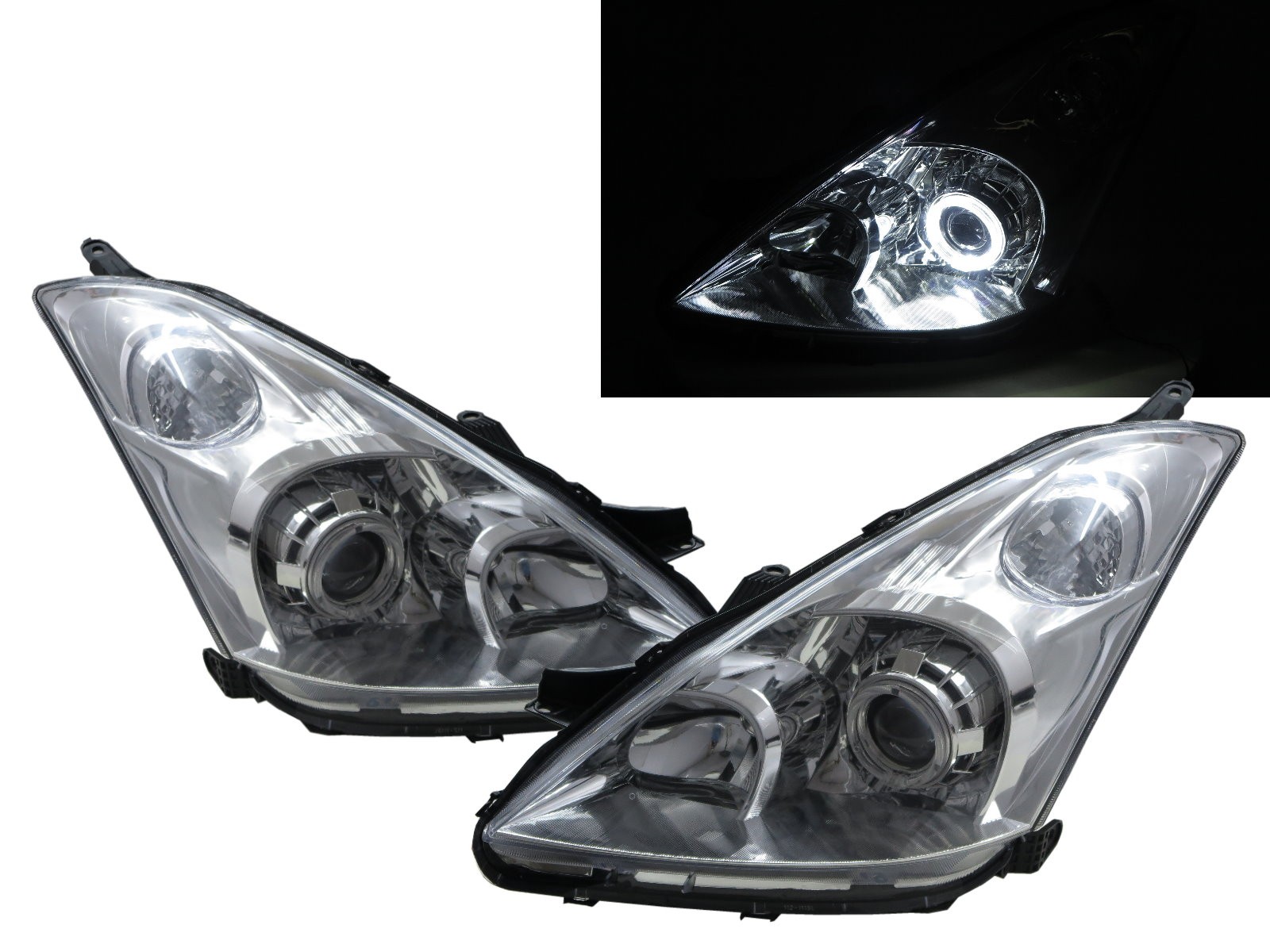 CrazyTheGod WISH AE10 First generation 2003-2005 Wagon 5D Guide LED Angel-Eye Headlight Headlamp Chrome for TOYOTA LHD