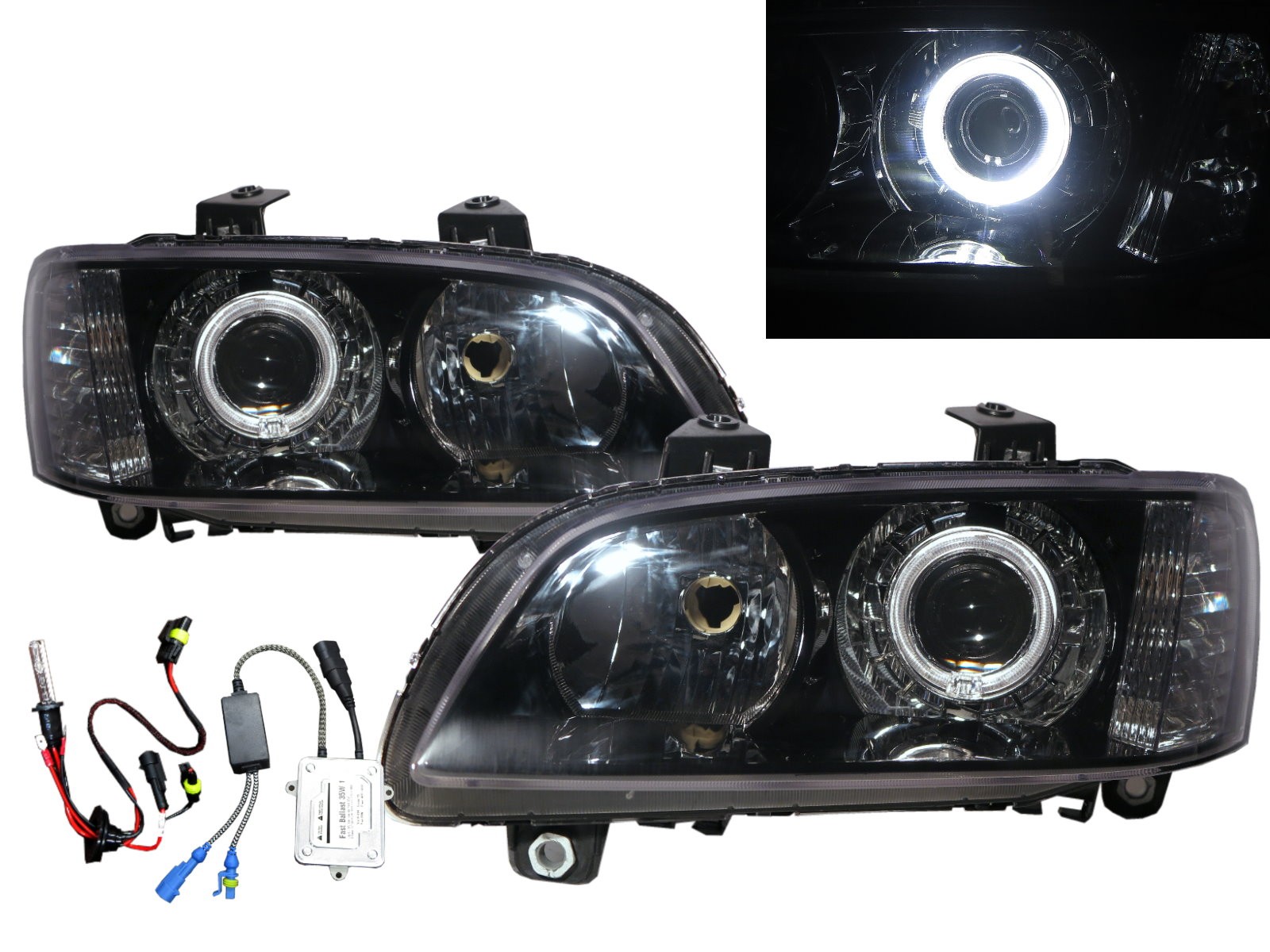 CrazyTheGod VXR8 VXR 2007-2010 Pre-Facelift Sedan 4D Guide LED Angel-Eye Projector HID Headlight Headlamp Black for VAUXHALL RHD