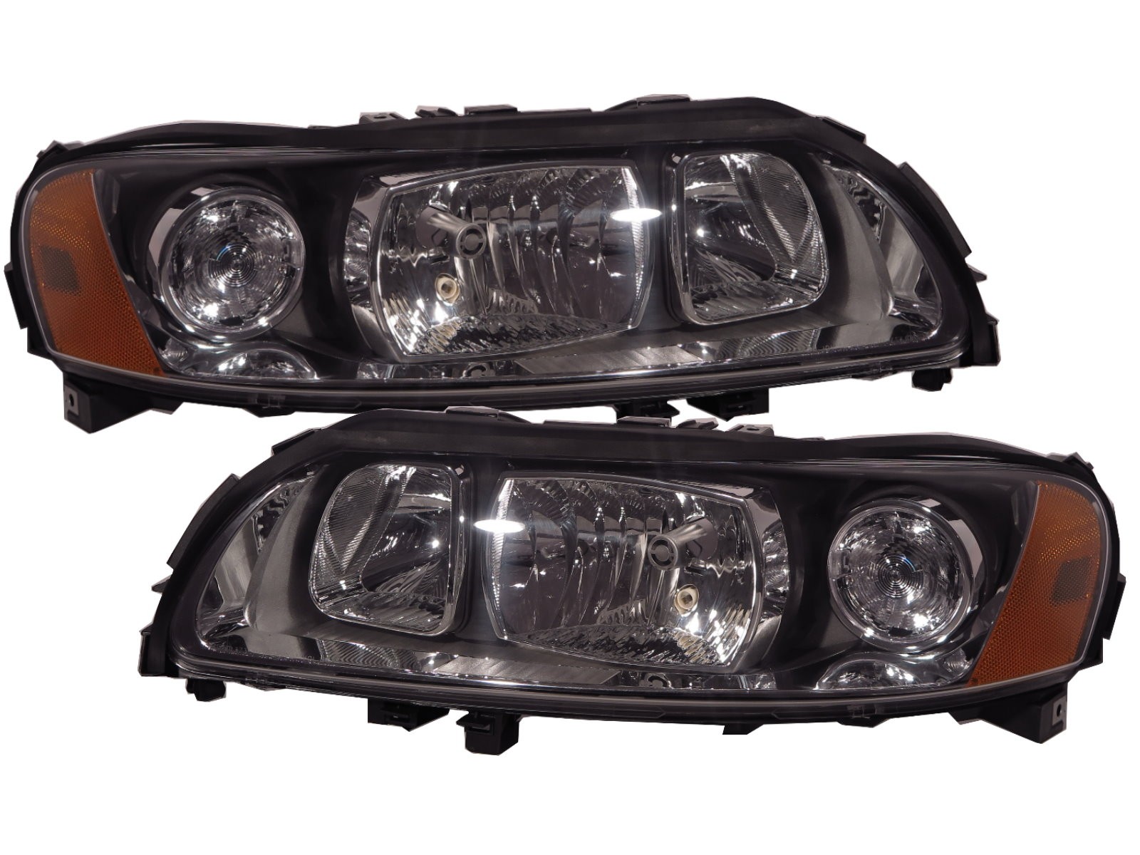 CrazyTheGod S60 First generation 2004-2009 Sedan 4D Clear Headlight Headlamp Black for VOLVO LHD
