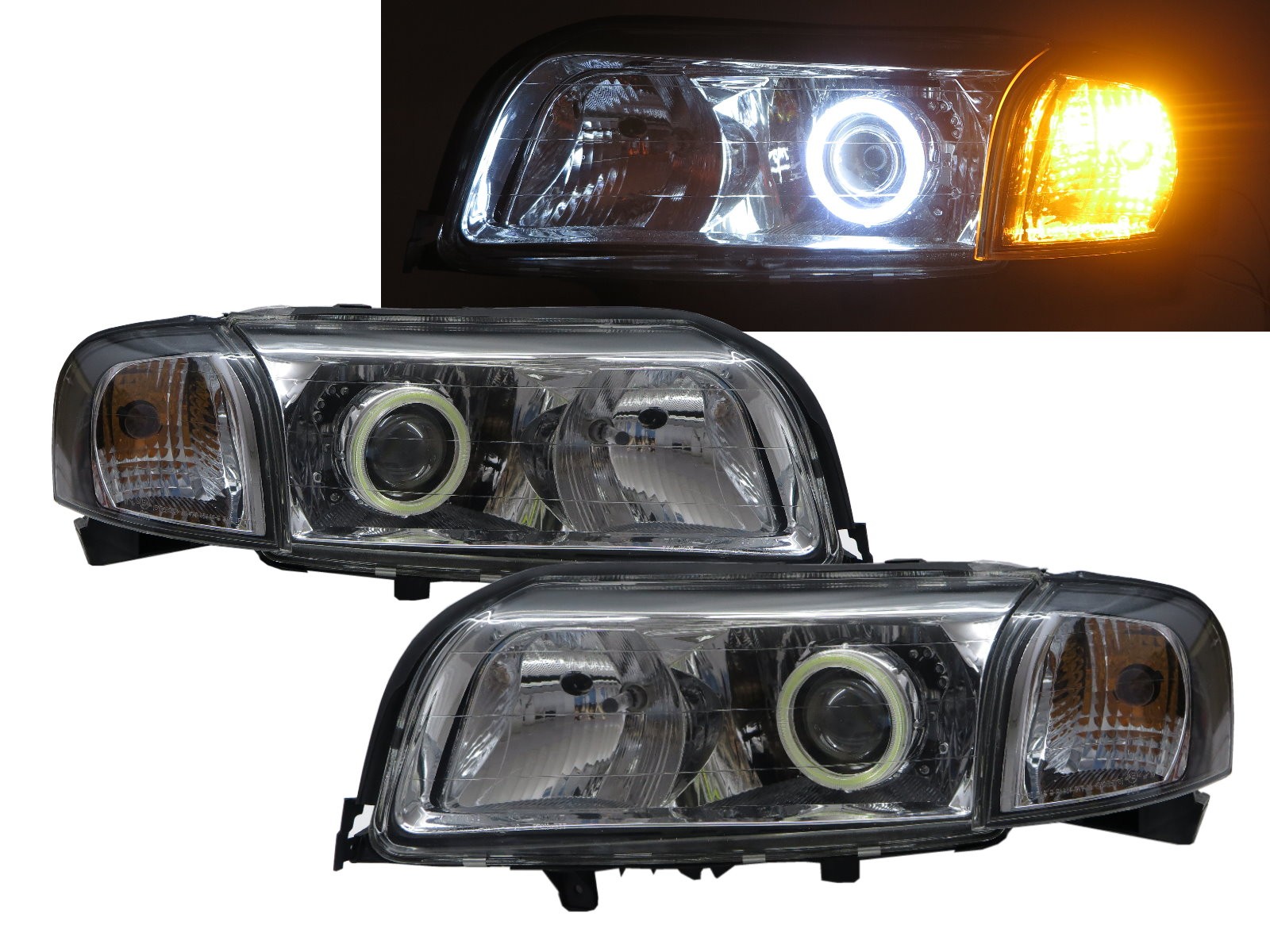 CrazyTheGod S80 First generation 1999-2003 Sedan 4D COB Projector Headlight Headlamp Chrome US Type for VOLVO LHD