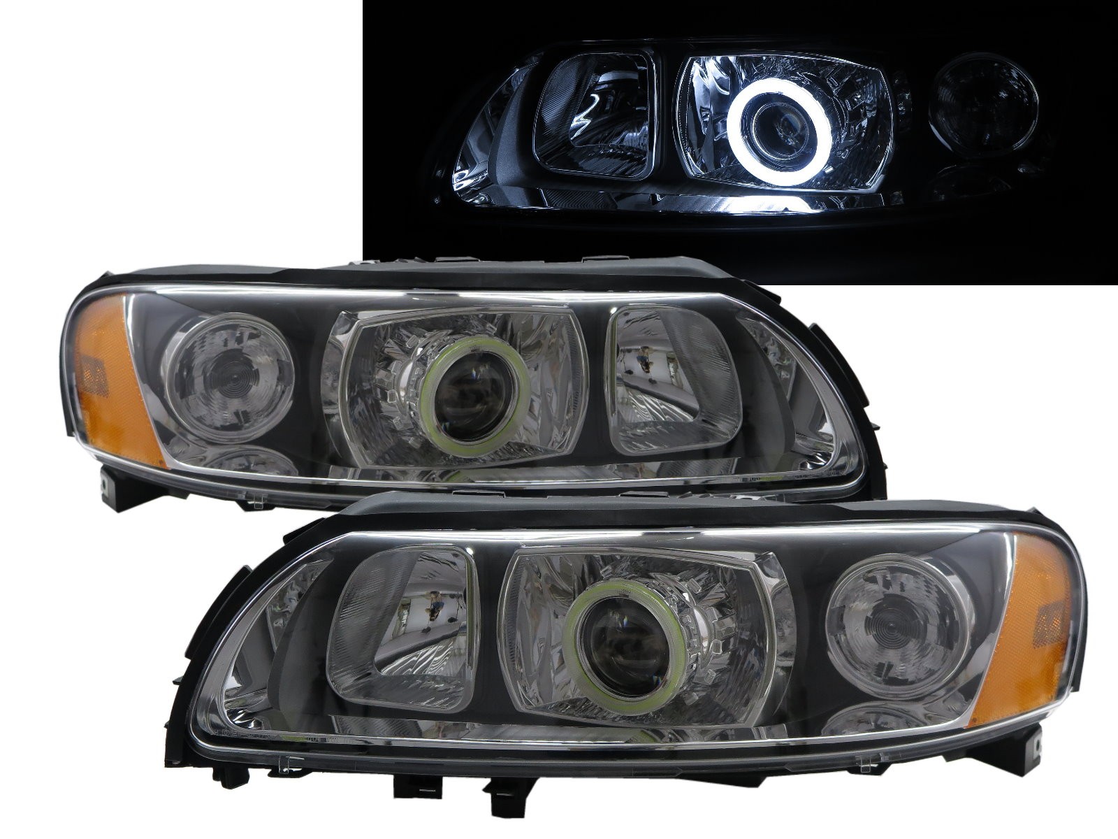 CrazyTheGod V70/XC70 Second generation 2004-2007 Wagon 5D COB Projector Headlight Headlamp Black for VOLVO LHD