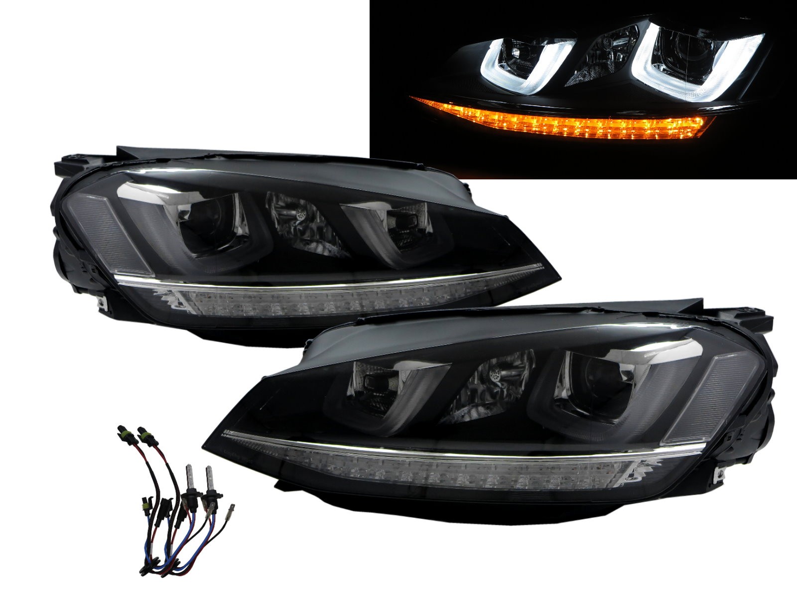 CrazyTheGod GOLF 5G Seventh generation 2012-present Hatchback/Wagon 3D/5D LED Projector D2H W/S BALLAST Headlight Headlamp Black for VW Volkswagen RHD