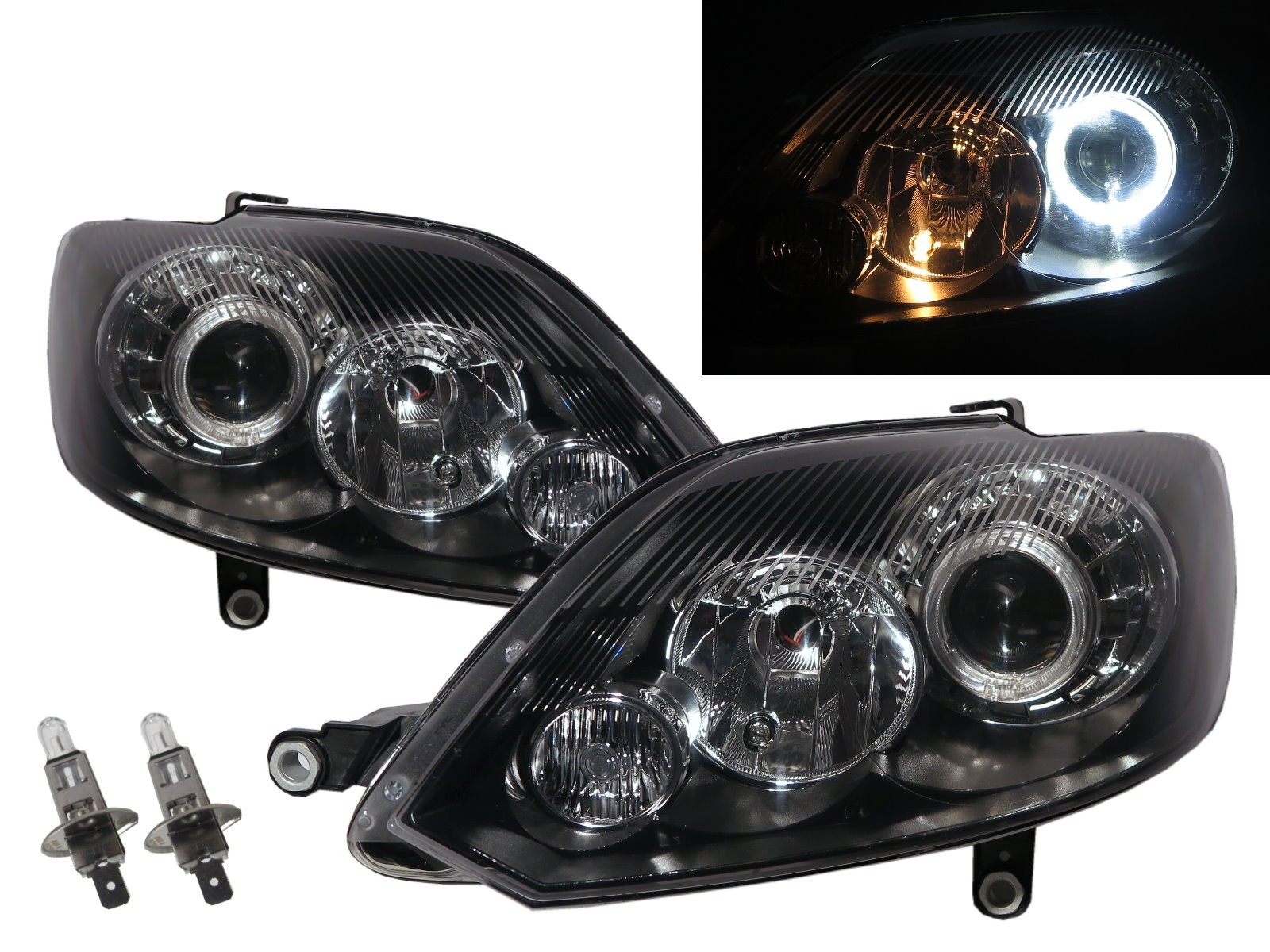CrazyTheGod Golf 5D GOLF PLUS Fifth generation 2009-2013 MPV 5 Guide LED Angel-Eye Projector Headlight Headlamp W/ Motor Black for VW Volkswagen RHD
