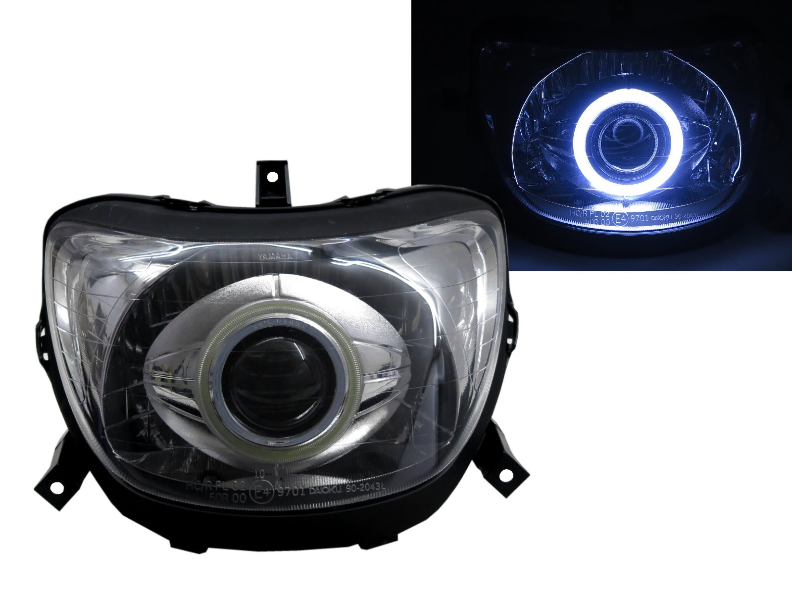 CrazyTheGod Force 1999- Motorcycles COB Projector Headlight Headlamp Chrome for YAMAHA