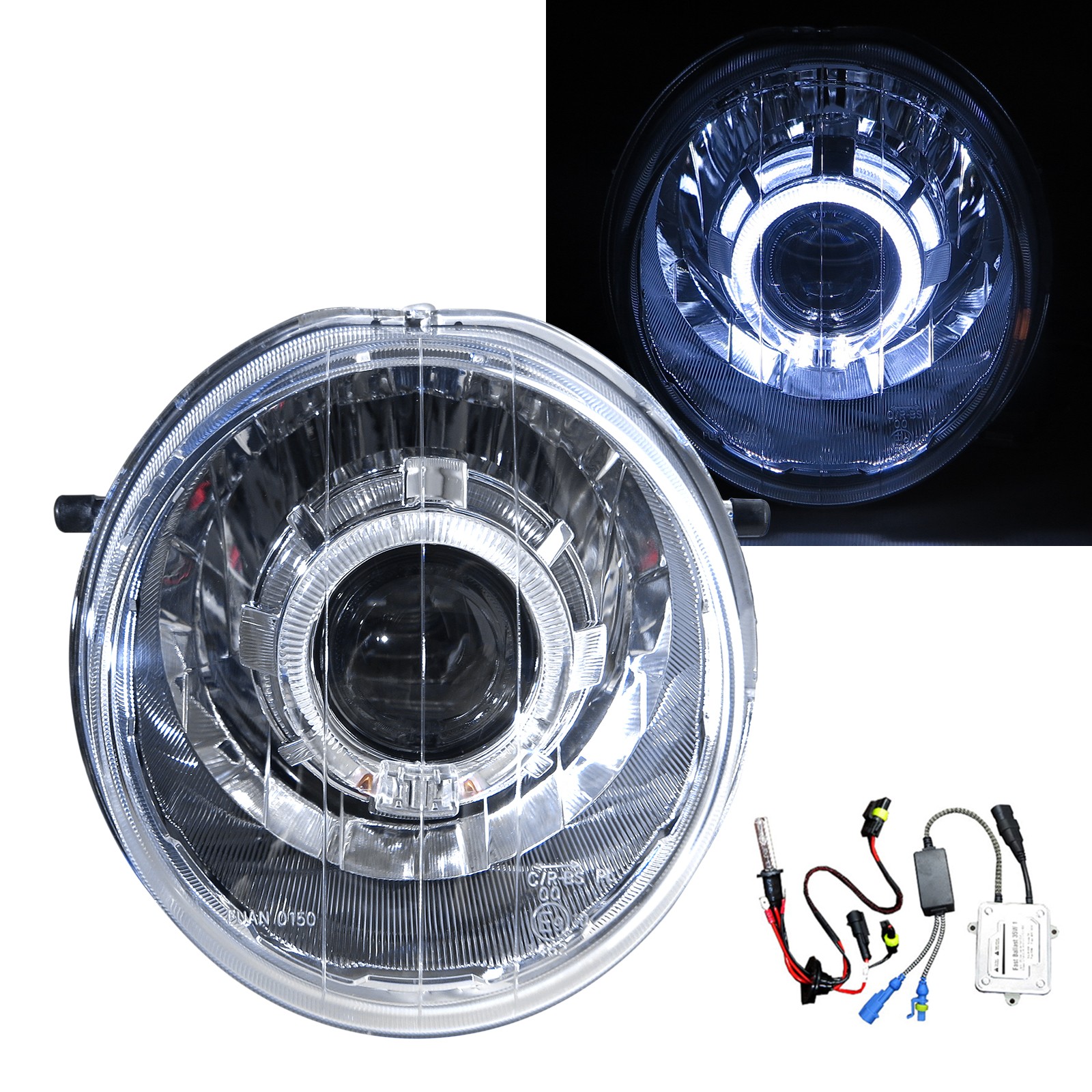 CrazyTheGod ZUMA 2009-2014 Scooters Guide LED Angle-Eye Projector Headlight Headlamp Chrome V2 for YAMAHA