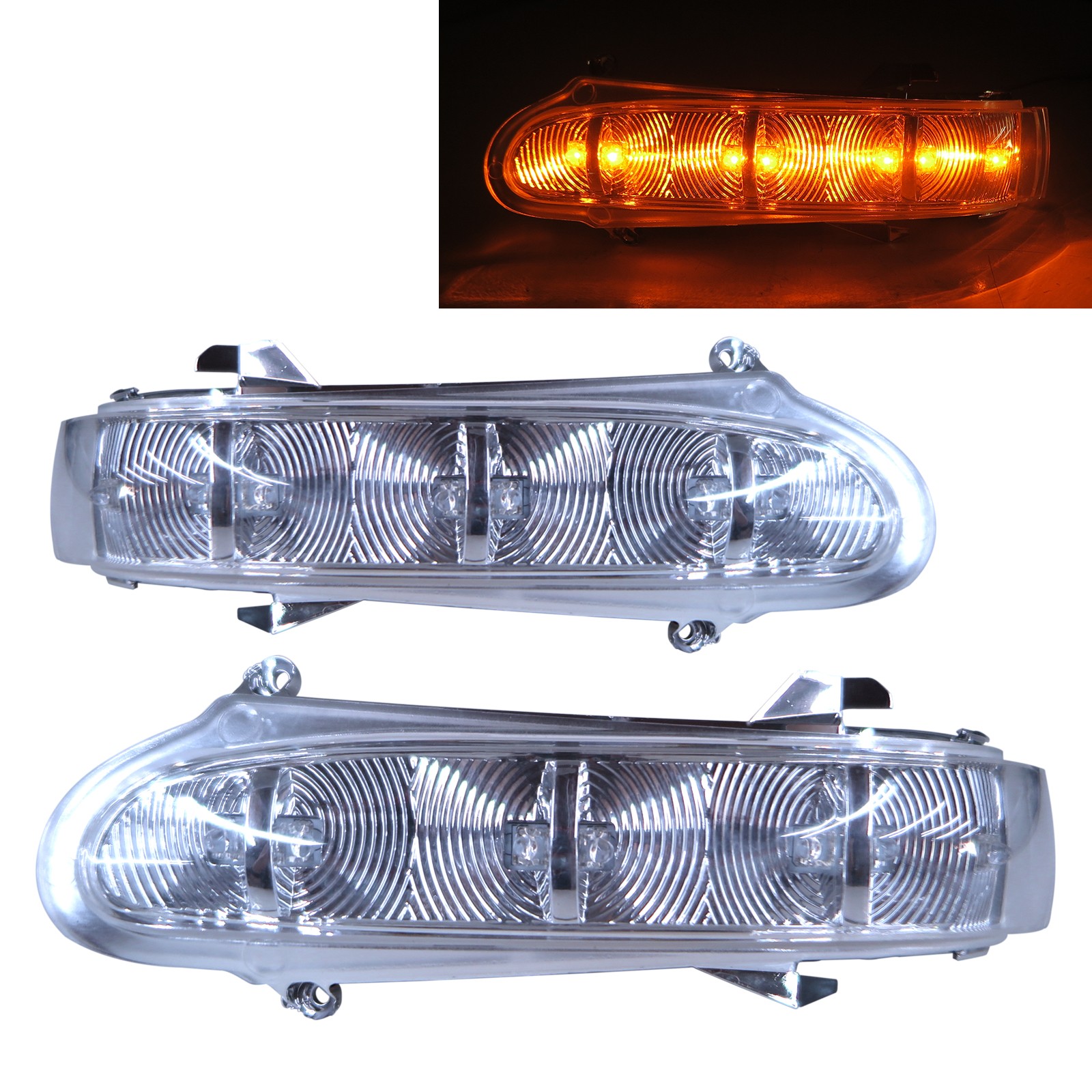 CrazyTheGod S-CLASS W220 Fourth generation 1999-2002 Sedan 4D LED Mirror Light Chrome for Mercedes-Benz