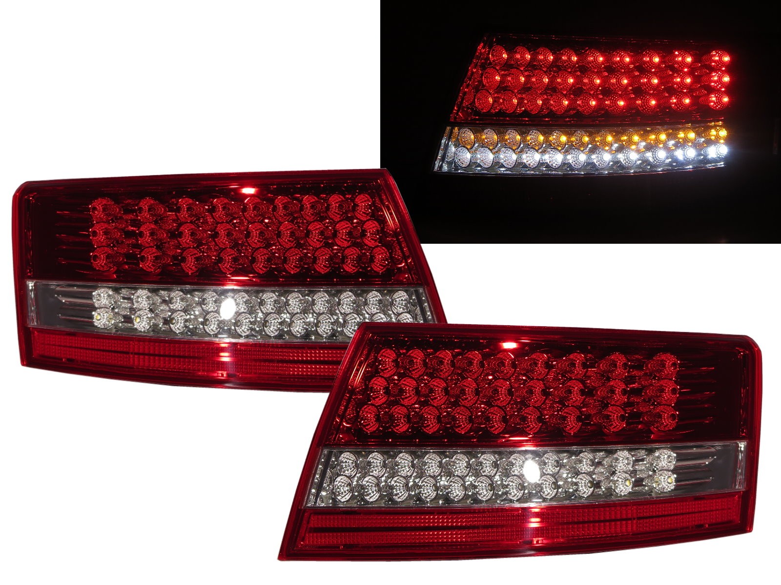 CrazyTheGod A6 C6 4F Third generation 2004-2008 Sedan 4D LED Tail Rear Light Red for AUDI