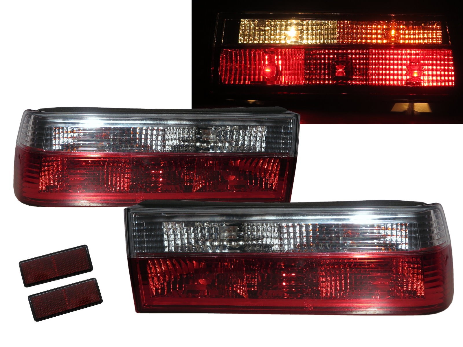CrazyTheGod 3-Series E30 Second generation 1983-1987 Sedan/Wagon/Coupe/Convertible 2D/4D/5D Clear Tail Rear Light Red/White for BMW