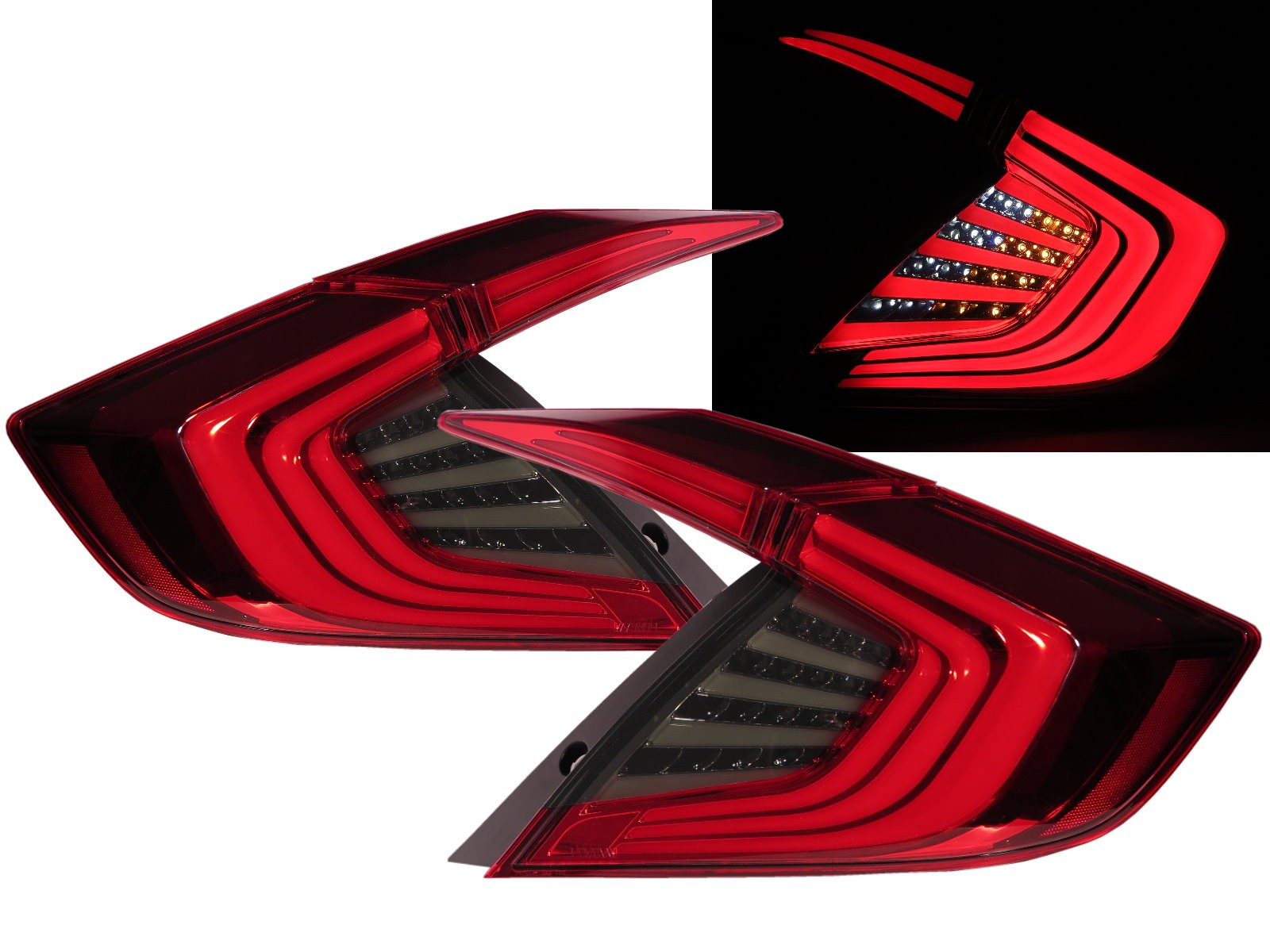 CrazyTheGod CIVIC Tenth generation 2016-present Sedan 4D LED Tail Rear Light Red/Smoke for HONDA