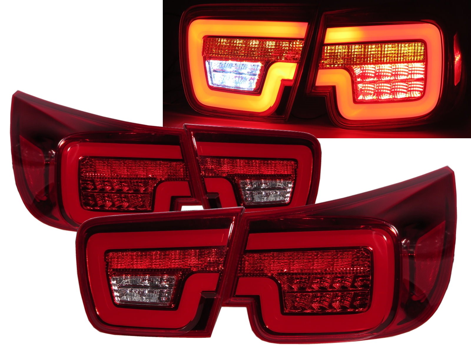 CrazyTheGod Malibu Eighth generation 2012-2016 Sedan 4D LED BAR Tail Rear Light Red/Clear for HOLDEN