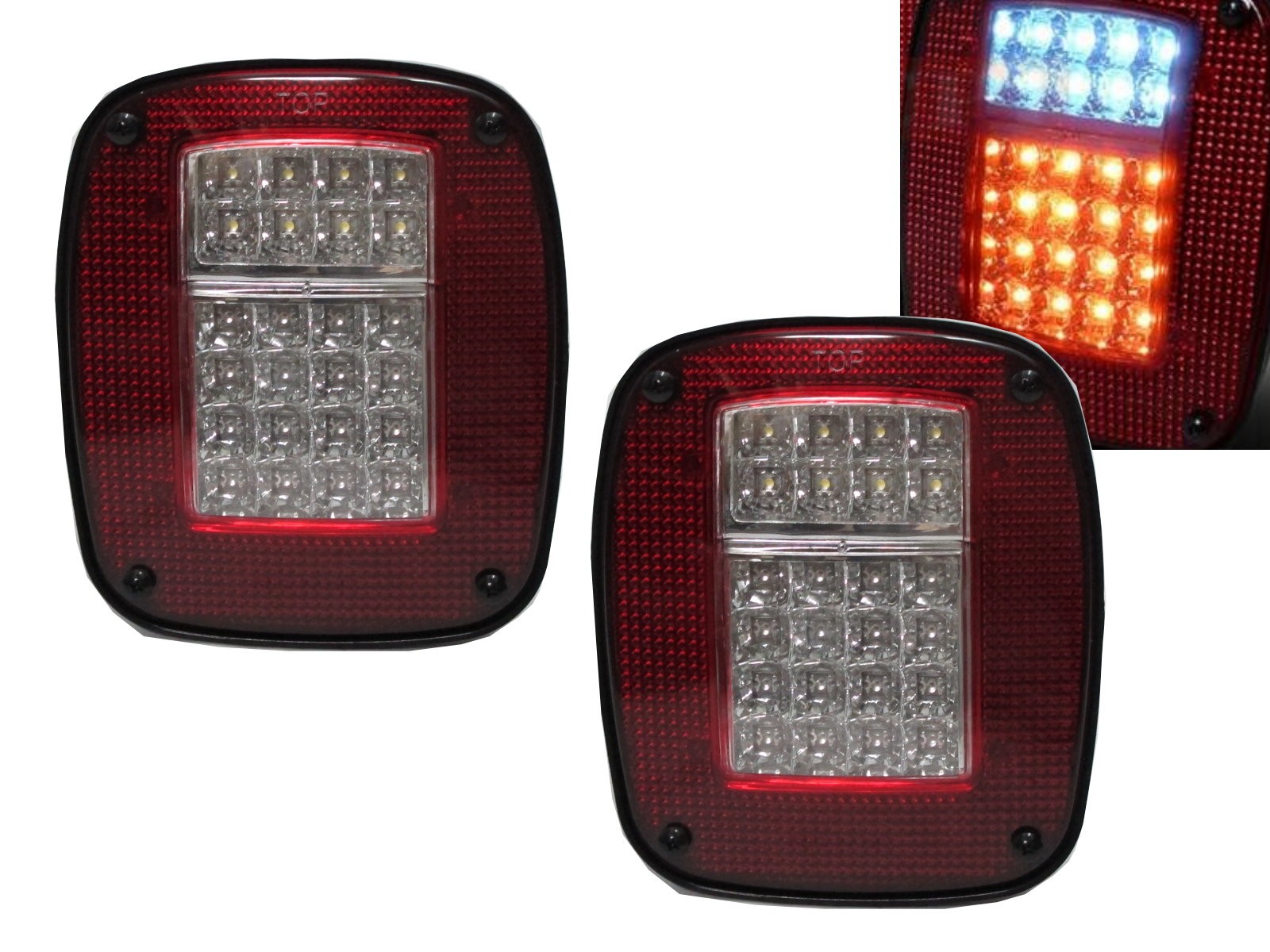 CrazyTheGod WRANGLER SAHRA 1986-2006 TJ TJ  TJL BJ LED Tail Rear Light Red/Clear for JEEP
