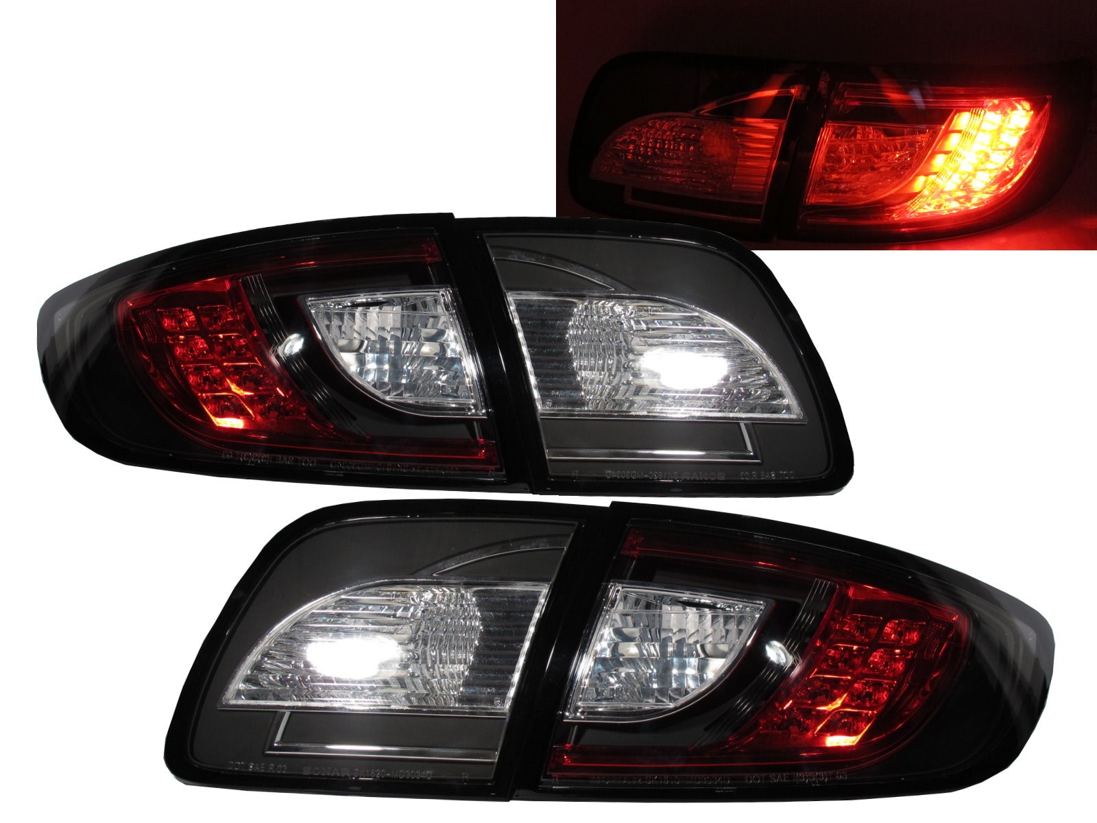 CrazyTheGod MAZDA 3 2003-2009 SEDAN LED Tail Rear Light V1 2010 Look BLACK for MAZDA