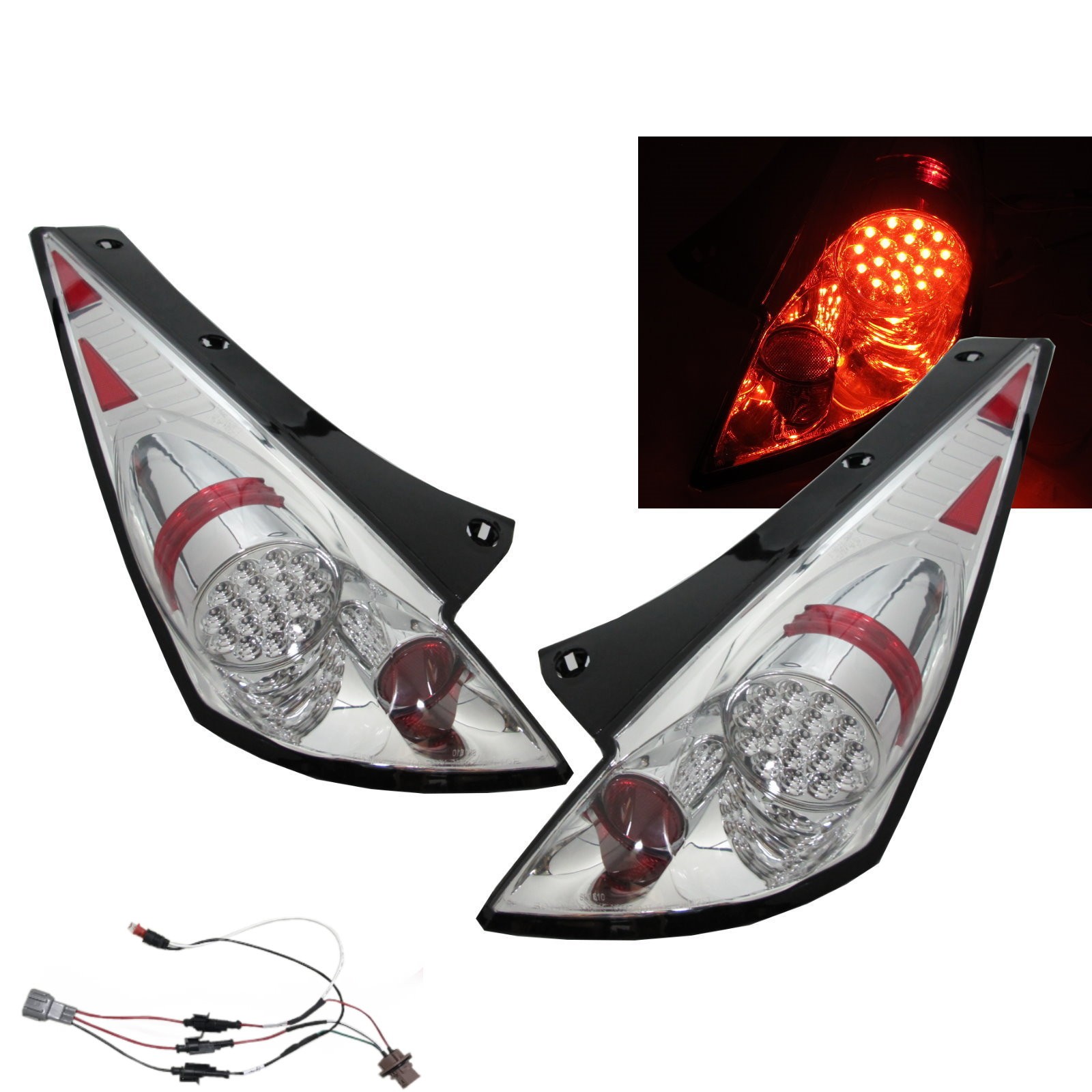 CrazyTheGod 350Z FAIRLADY Z Z33 2007-2009 Facelift Coupe/Roadster 2D LED Tail Rear Light Chrome for NISSAN