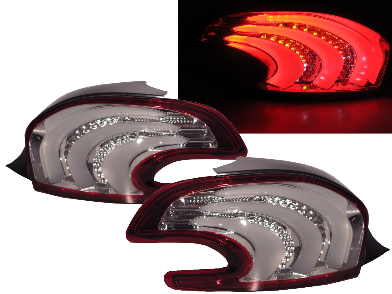 CrazyTheGod 208 2013-present Hatchback 3D/5D LED Tail Rear Light Red/Clear for PEUGEOT 