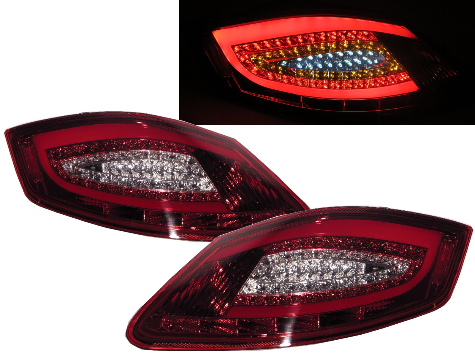 CrazyTheGod BOXSTER 987 Second generation 2005-2008 Roadster 2D LED Tail Rear Light Red/Clear for PORSCHE