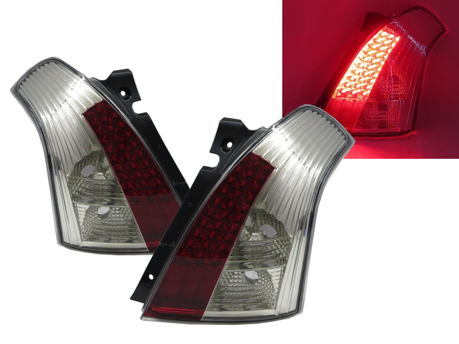CrazyTheGod Swift ZA11S/ZC71S/ZC11S/ZD11S/ZC21S/ZD21S/ZC31S Second generation 2004-2007 PRE-FACELIFT Hatchback 3D/5D LED Tail Rear Light Chrome V4 EUROPE for SUZUKI