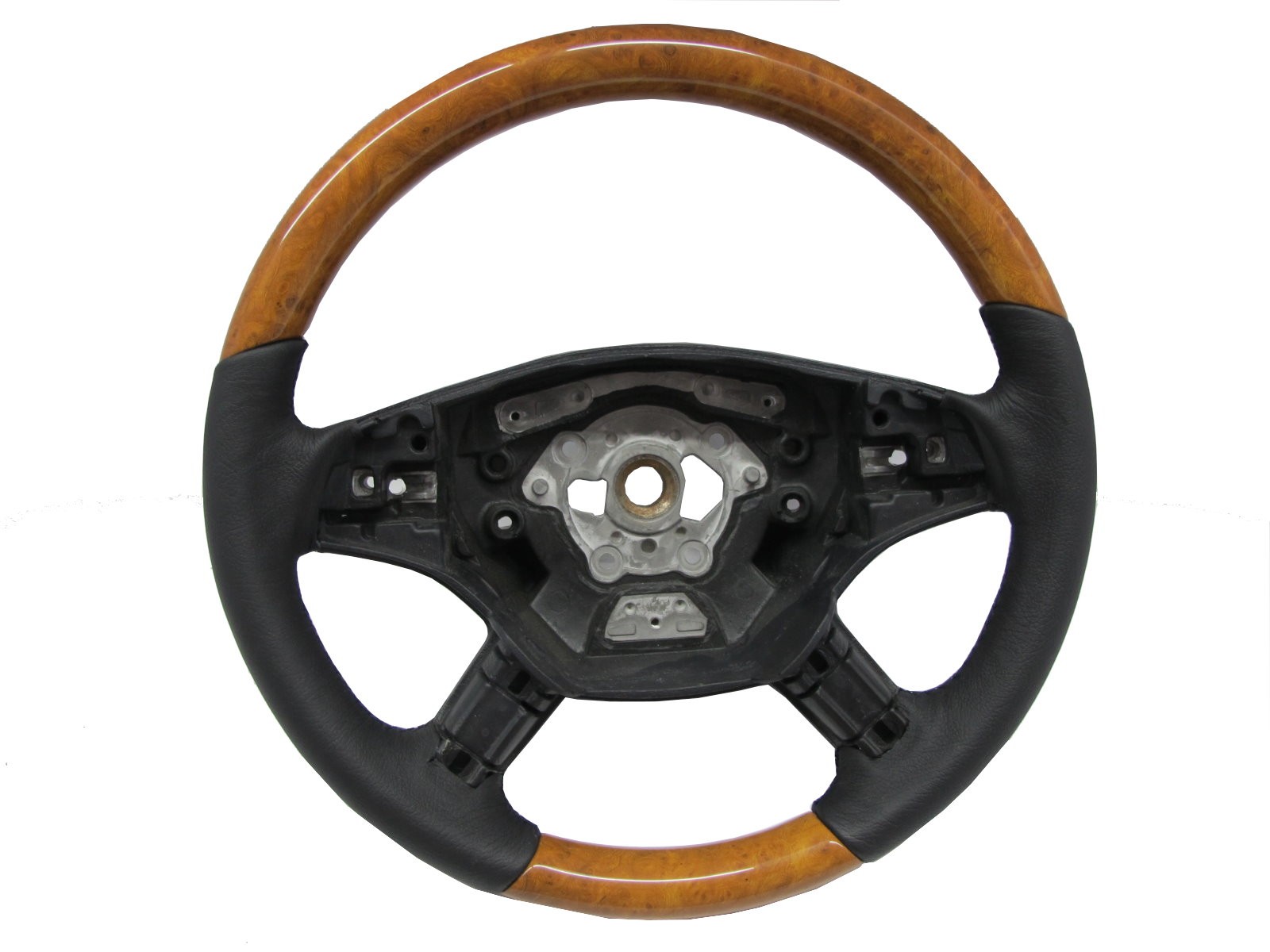 CrazyTheGod X164 2006-2009 PRE-FACELIFT STEERING WHEEL OE CHESTNUT WOOD BLACK Leather for Mercedes-Benz