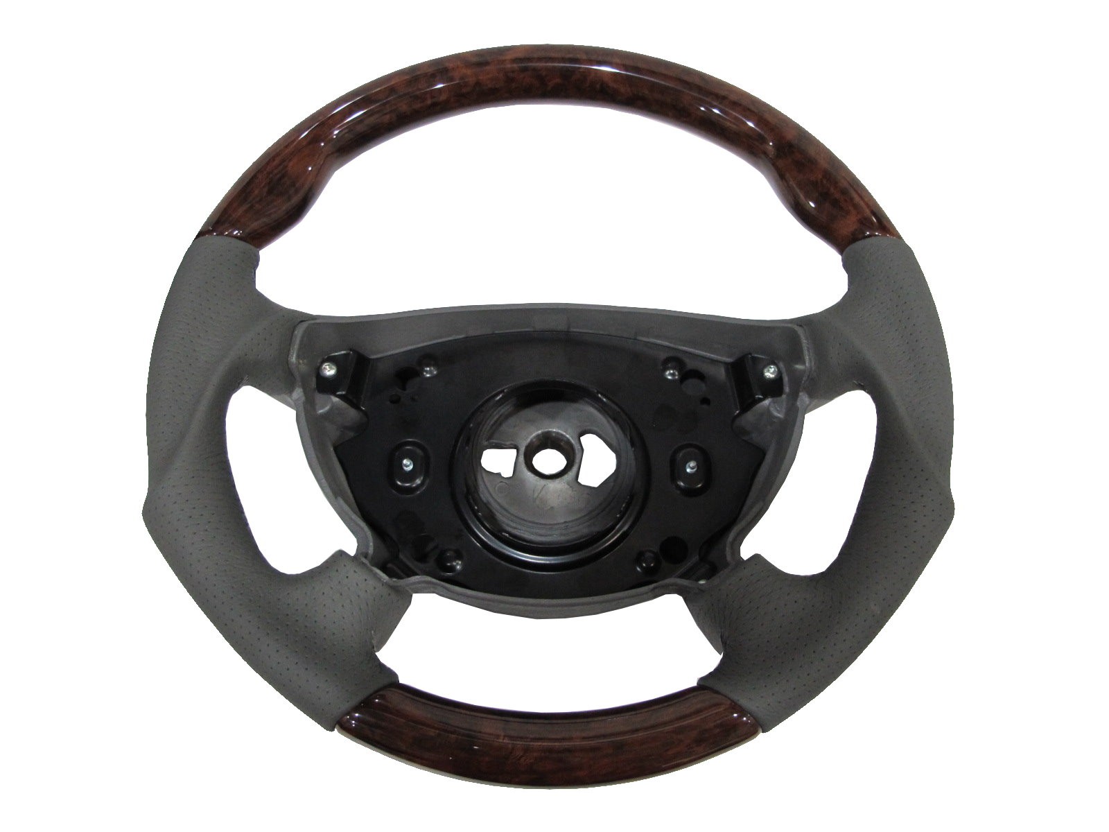 CrazyTheGod W211/S211 2003-2006 PRE-FACELIFT STEERING WHEEL SPORT Walnut-Elegance WOOD GRAY Leather for Mercedes-Benz