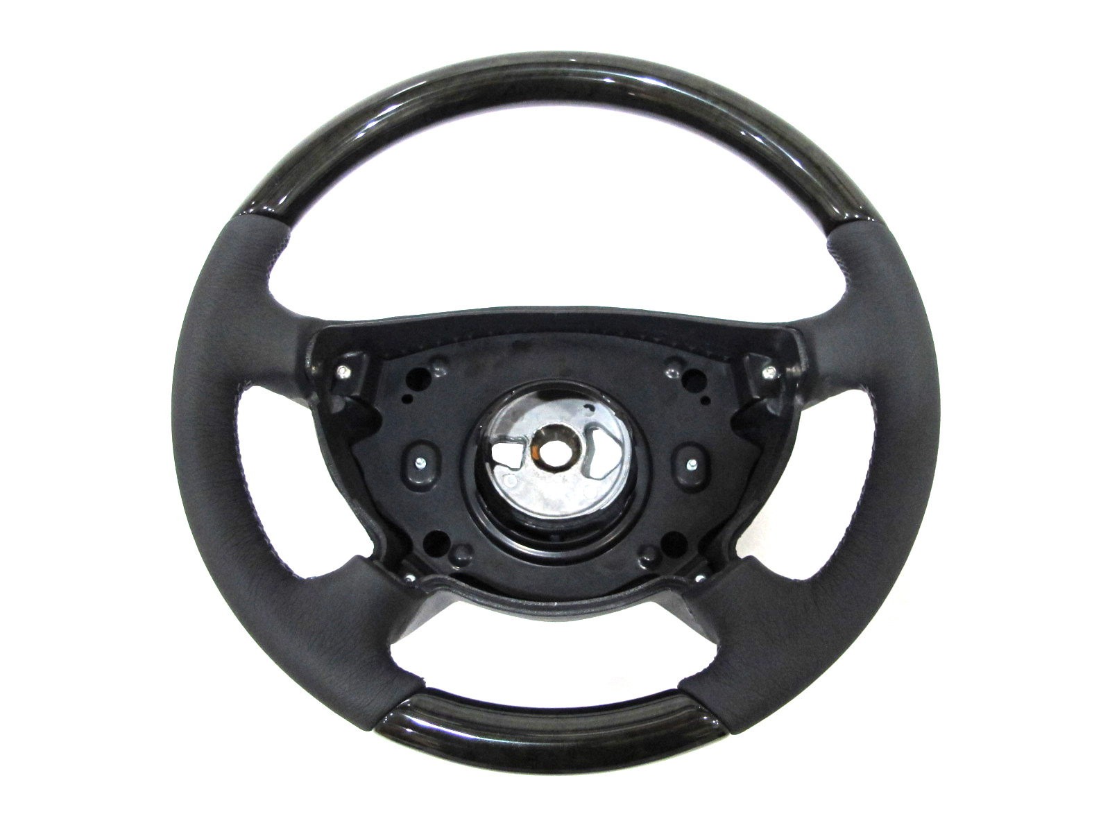 CrazyTheGod W211/S211 2003-2006 PRE-FACELIFT STEERING WHEEL OE BIRDEYE WOOD BLACK Leather for Mercedes-Benz
