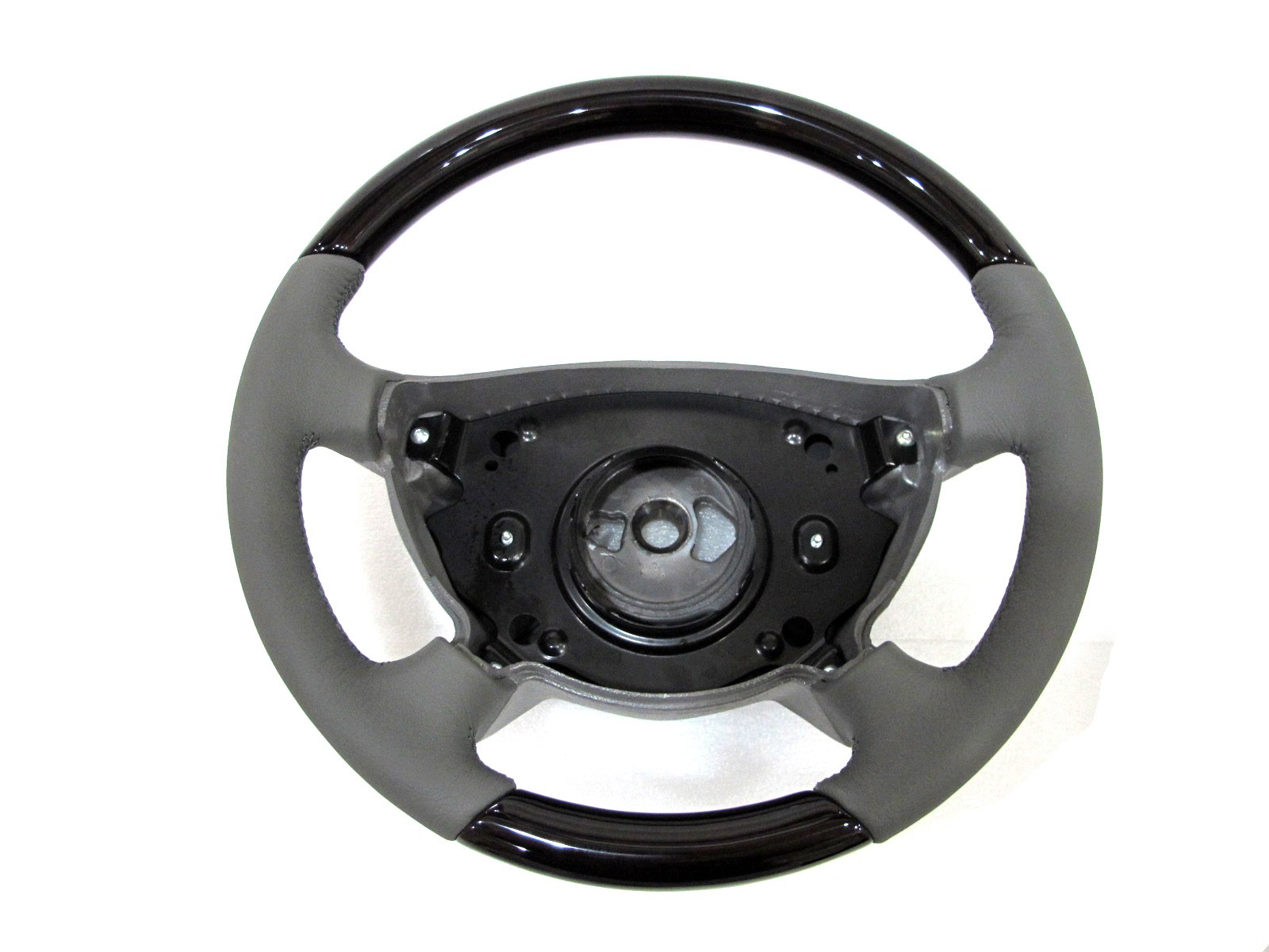 CrazyTheGod W211/S211 2003-2006 PRE-FACELIFT STEERING WHEEL OE Walnut-Classic WOOD GRAY Leather for Mercedes-Benz